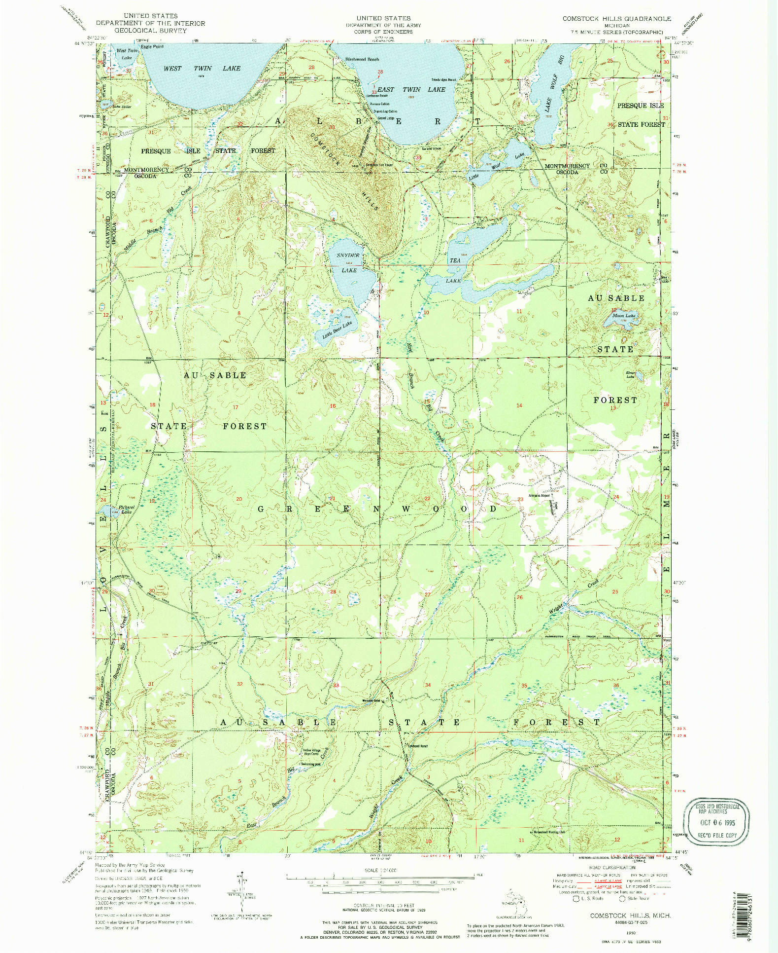 USGS 1:24000-SCALE QUADRANGLE FOR COMSTOCK HILLS, MI 1950