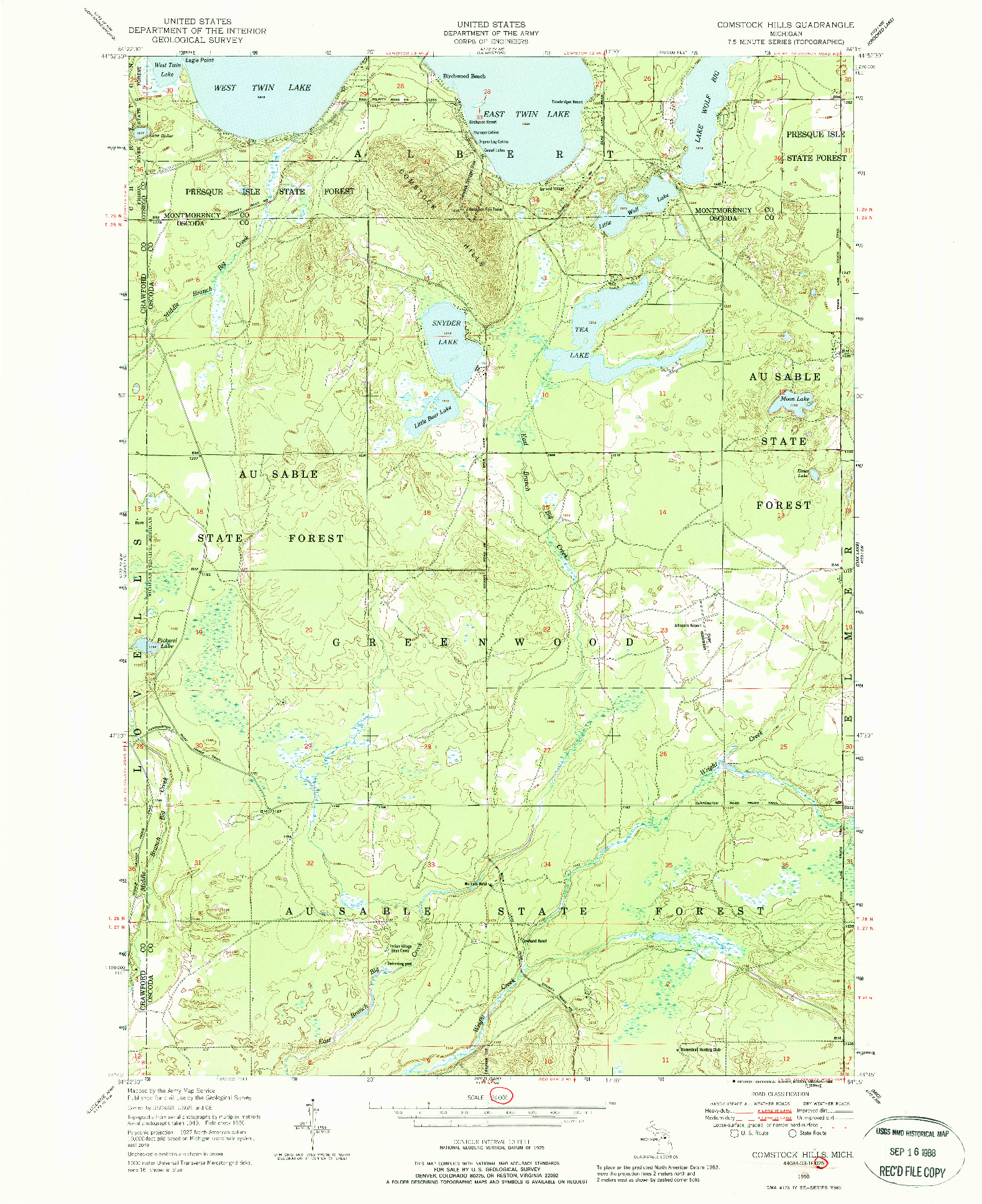 USGS 1:24000-SCALE QUADRANGLE FOR COMSTOCK HILLS, MI 1950