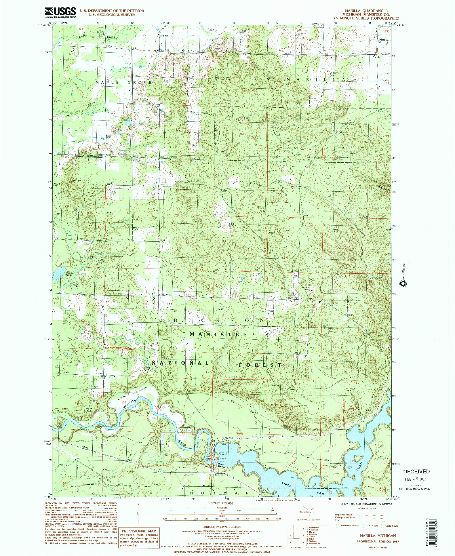 USGS 1:24000-SCALE QUADRANGLE FOR MARILLA, MI 1987