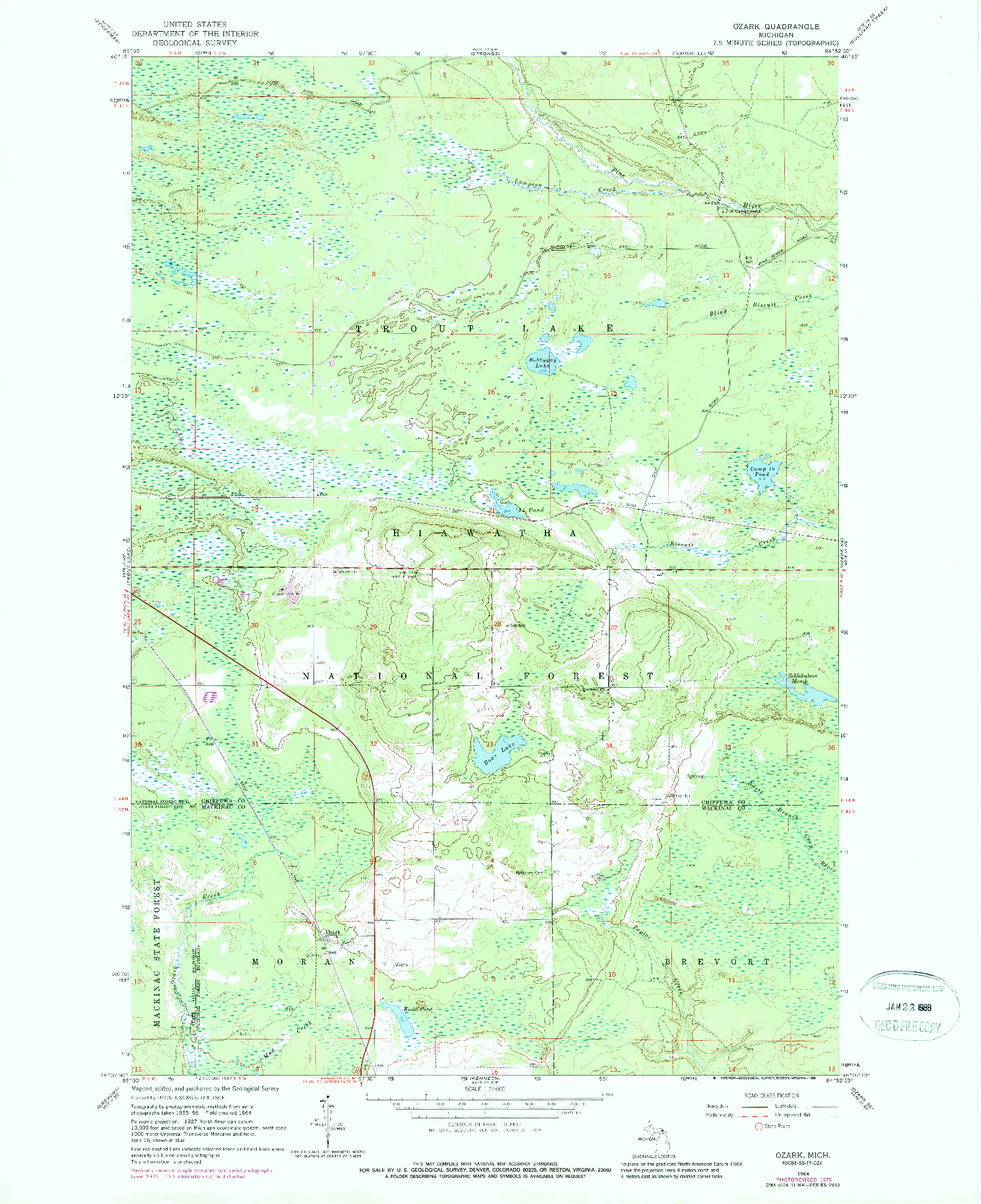 USGS 1:24000-SCALE QUADRANGLE FOR OZARK, MI 1964