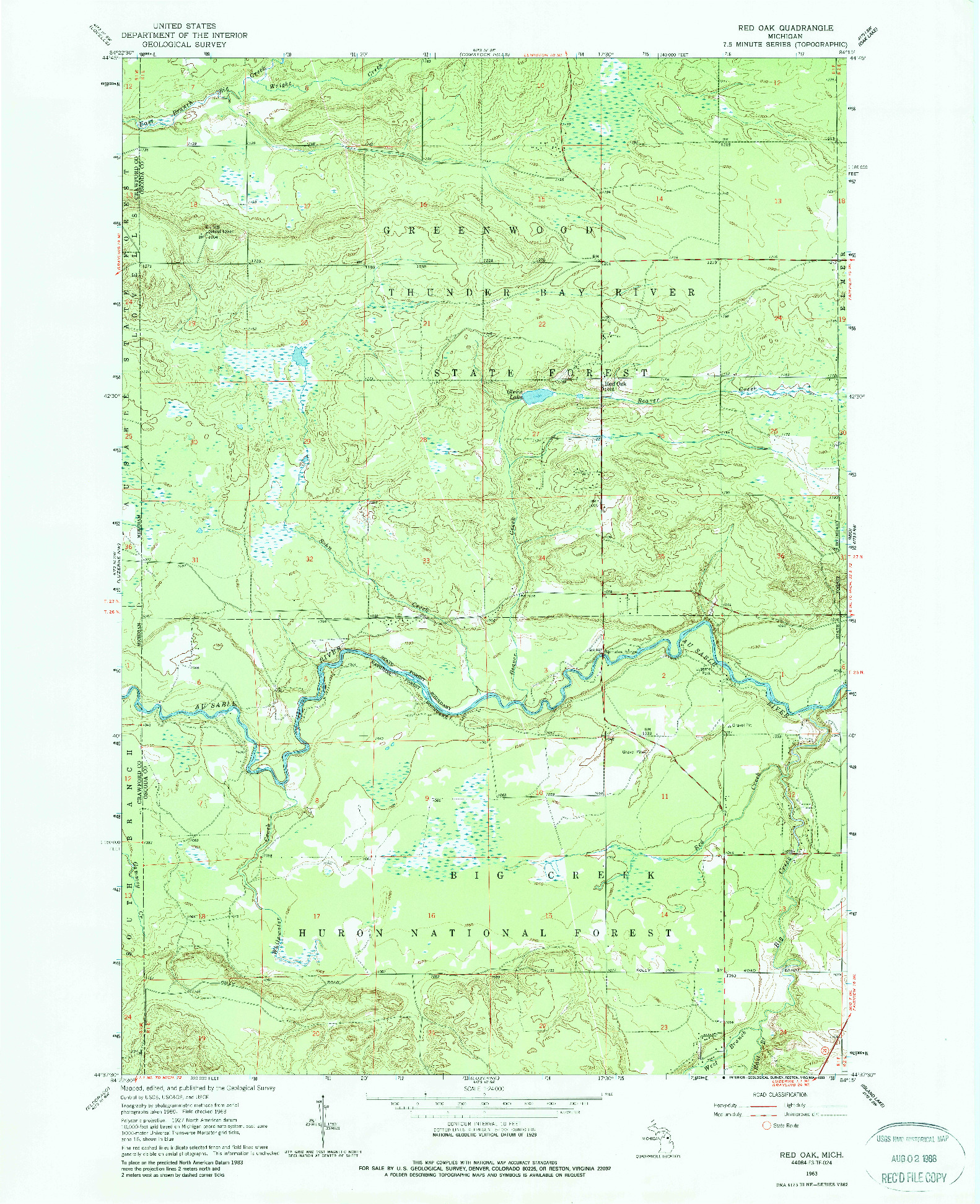 USGS 1:24000-SCALE QUADRANGLE FOR RED OAK, MI 1963