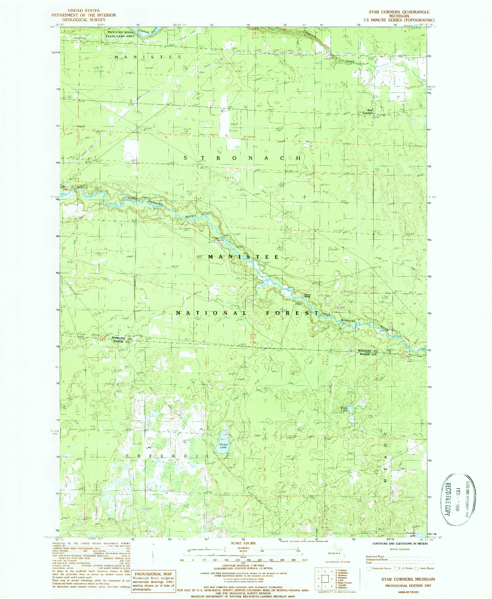 USGS 1:24000-SCALE QUADRANGLE FOR STAR CORNERS, MI 1987