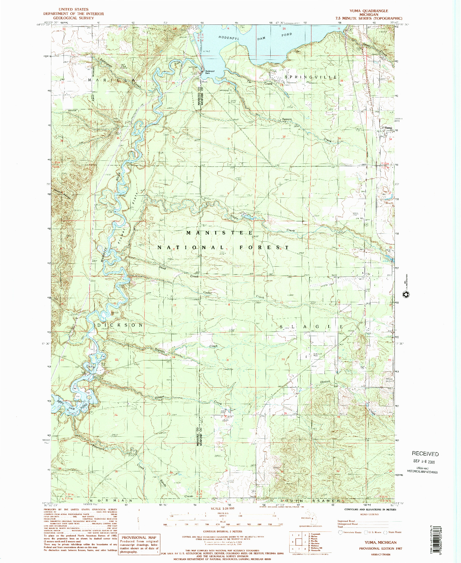 USGS 1:24000-SCALE QUADRANGLE FOR YUMA, MI 1987