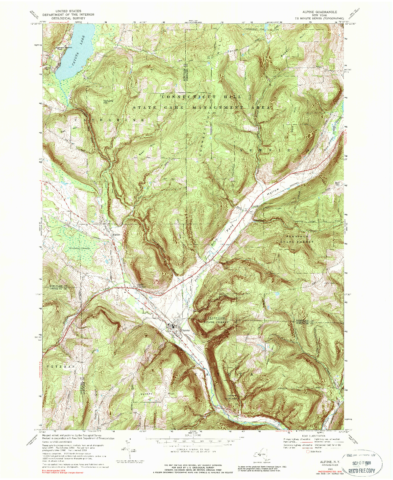 USGS 1:24000-SCALE QUADRANGLE FOR ALPINE, NY 1969