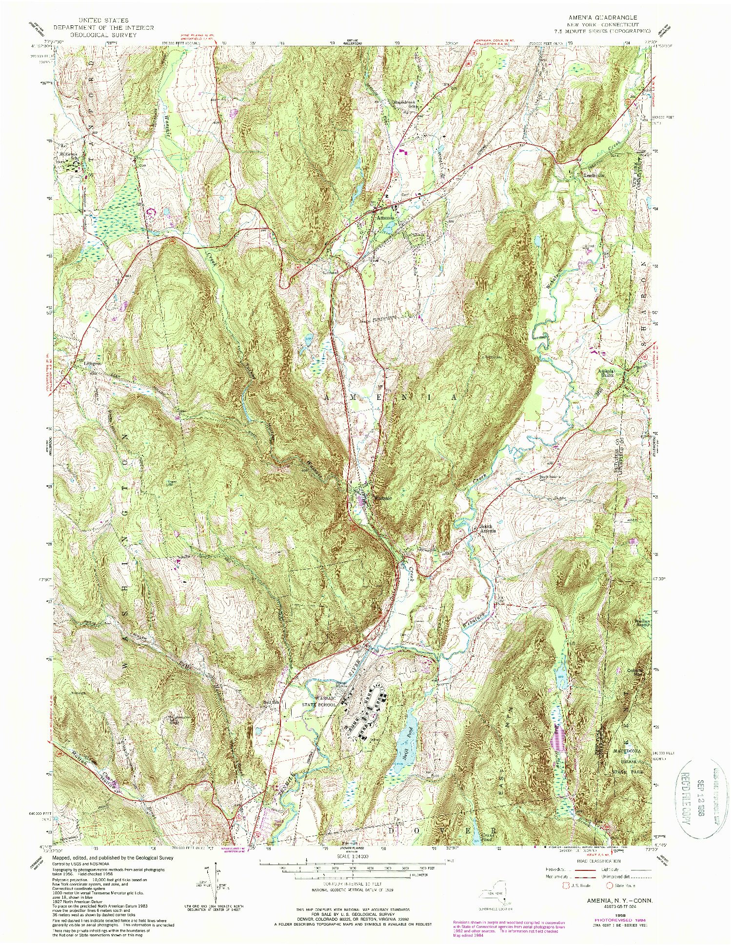 USGS 1:24000-SCALE QUADRANGLE FOR AMENIA, NY 1958