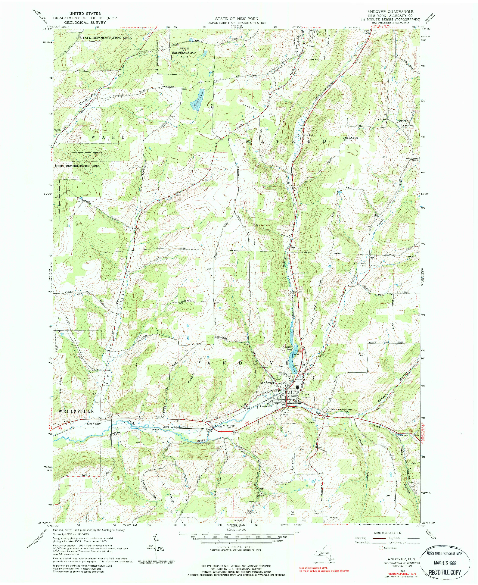 USGS 1:24000-SCALE QUADRANGLE FOR ANDOVER, NY 1965