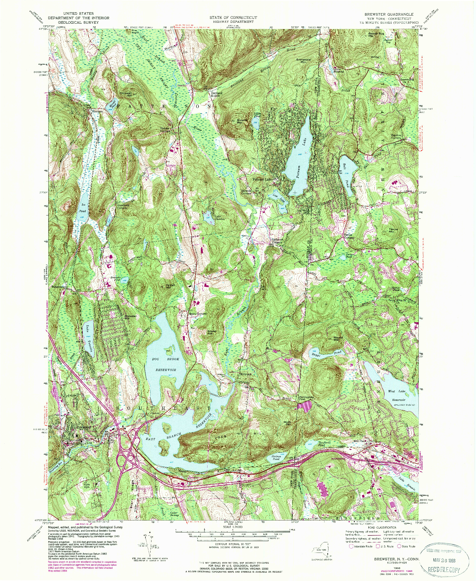 USGS 1:24000-SCALE QUADRANGLE FOR BREWSTER, NY 1958