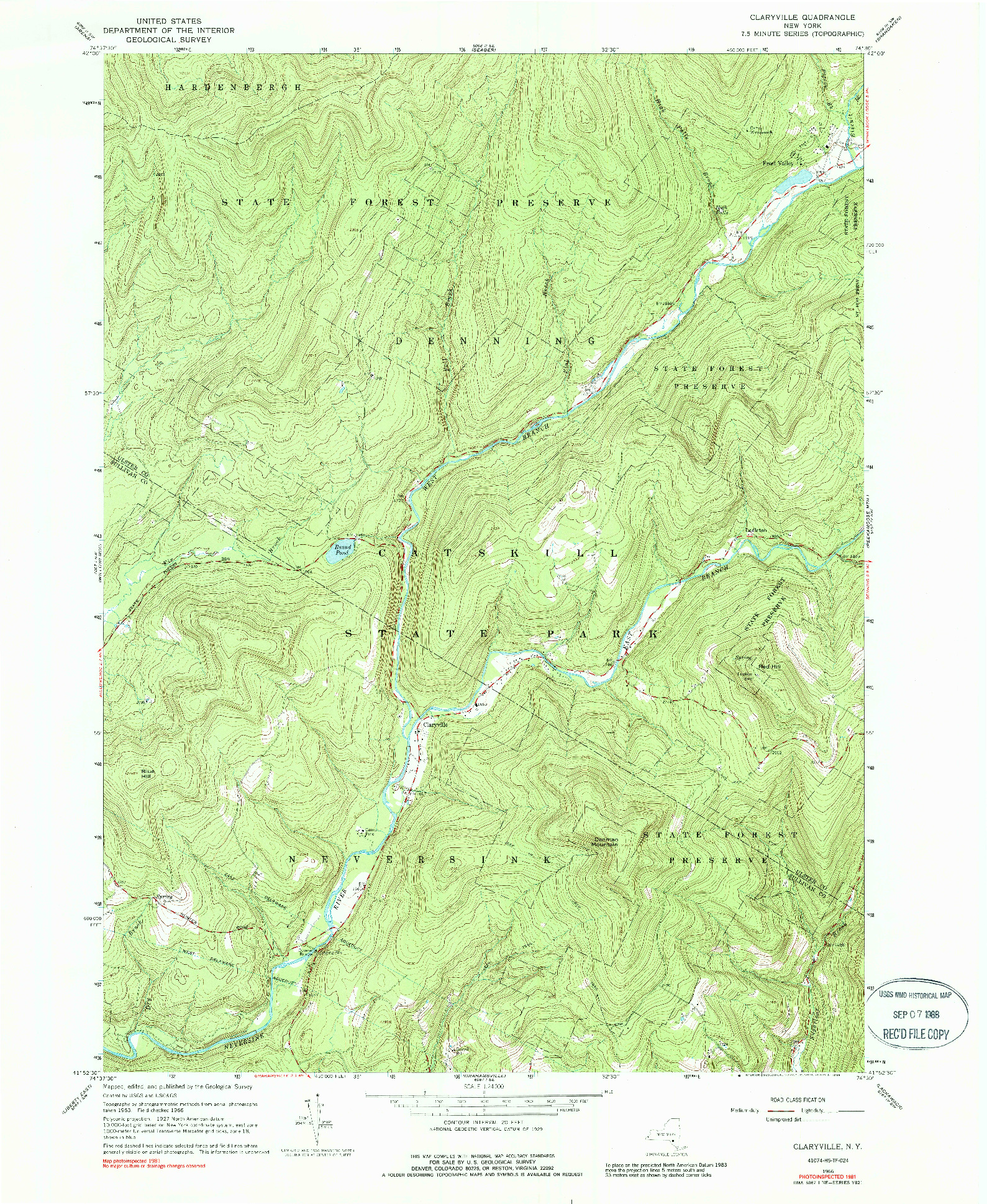 USGS 1:24000-SCALE QUADRANGLE FOR CLARYVILLE, NY 1966