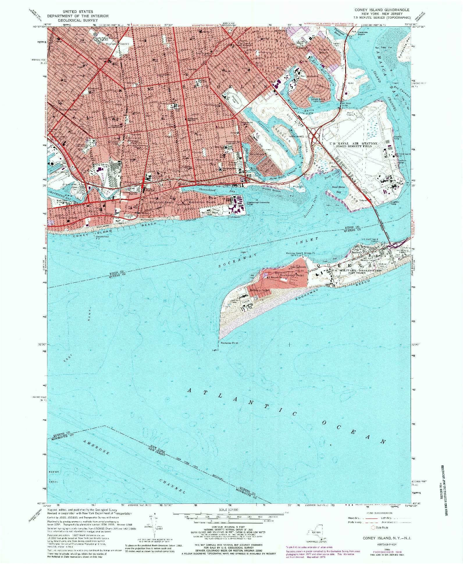 USGS 1:24000-SCALE QUADRANGLE FOR CONEY ISLAND, NY 1966
