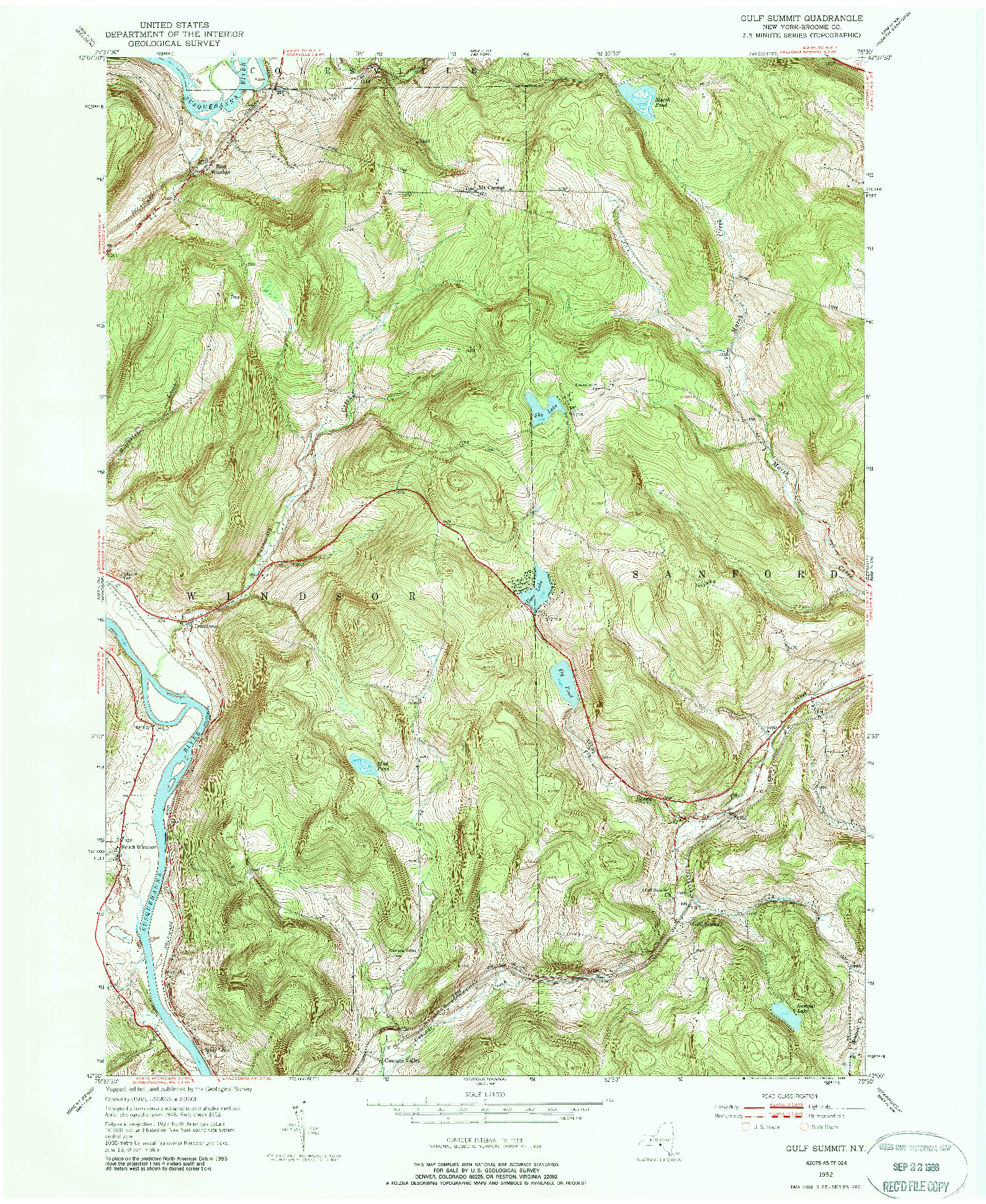 USGS 1:24000-SCALE QUADRANGLE FOR GULF SUMMIT, NY 1952