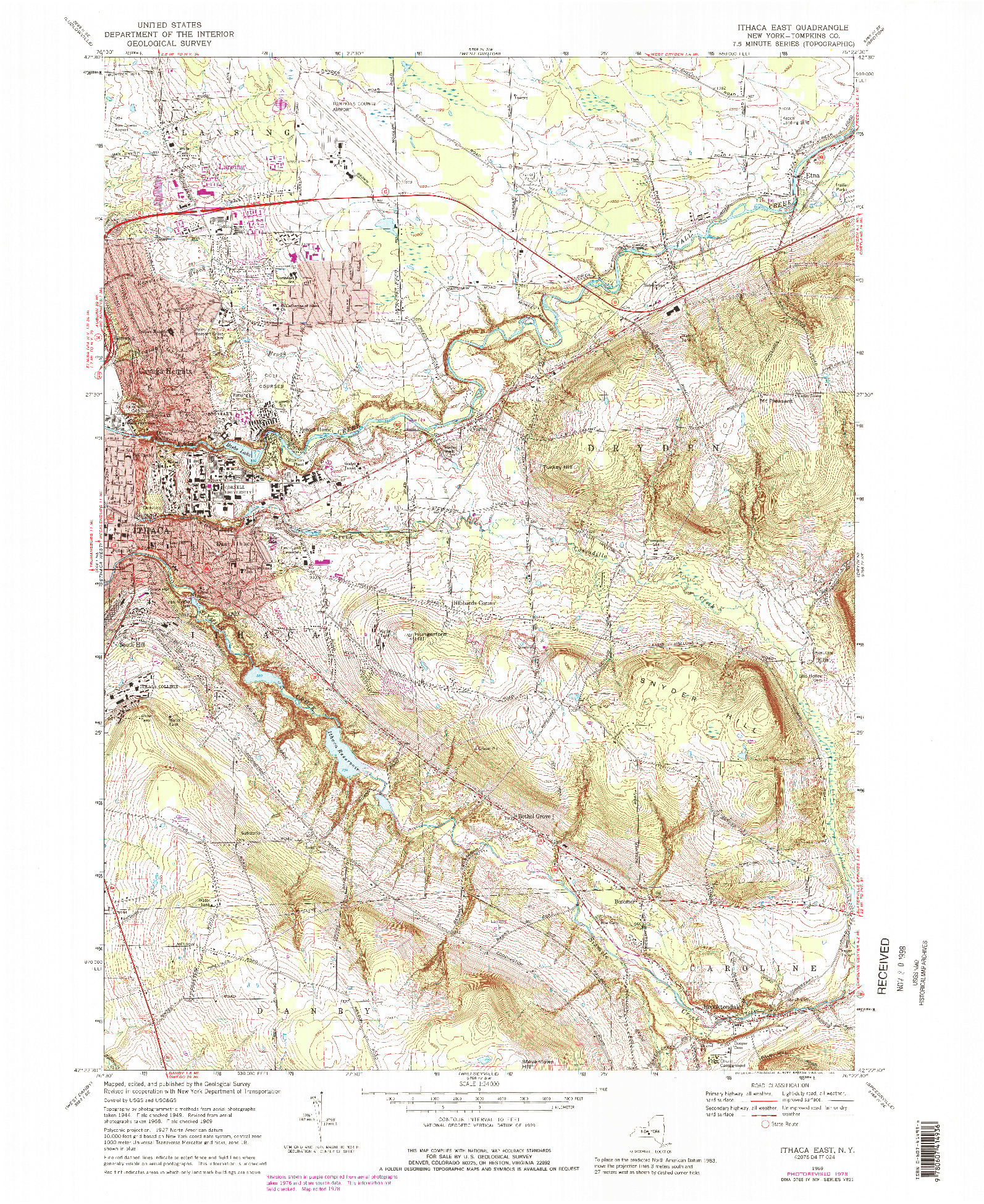 USGS 1:24000-SCALE QUADRANGLE FOR ITHACA EAST, NY 1969