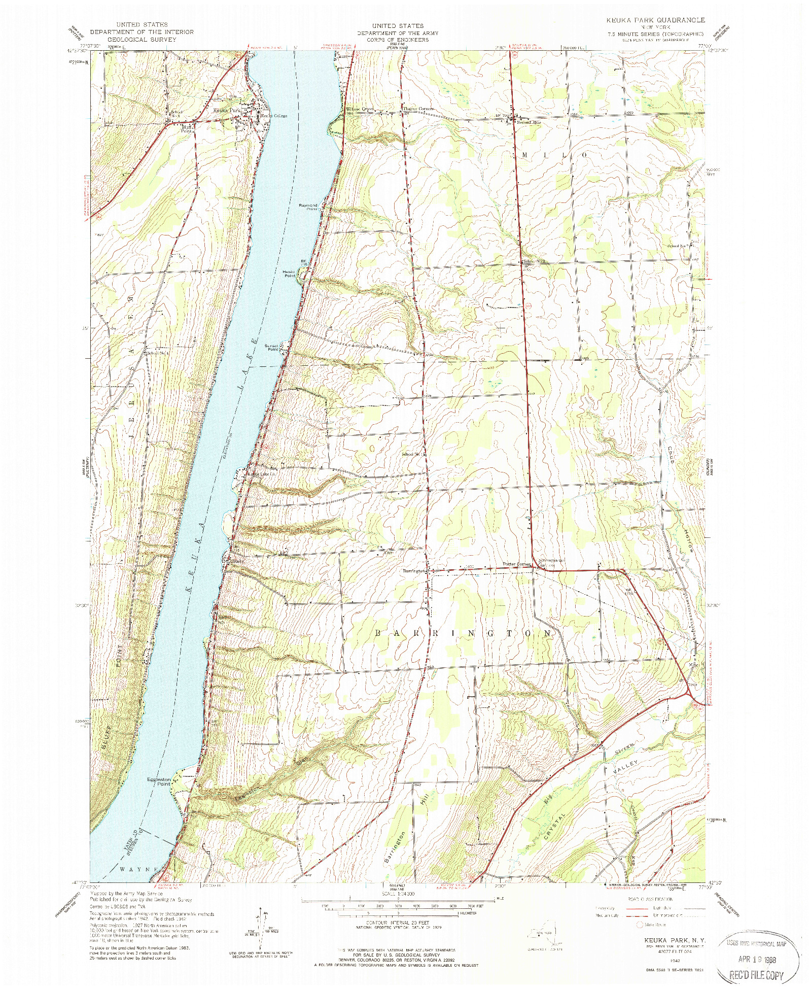 USGS 1:24000-SCALE QUADRANGLE FOR KEUKA PARK, NY 1942