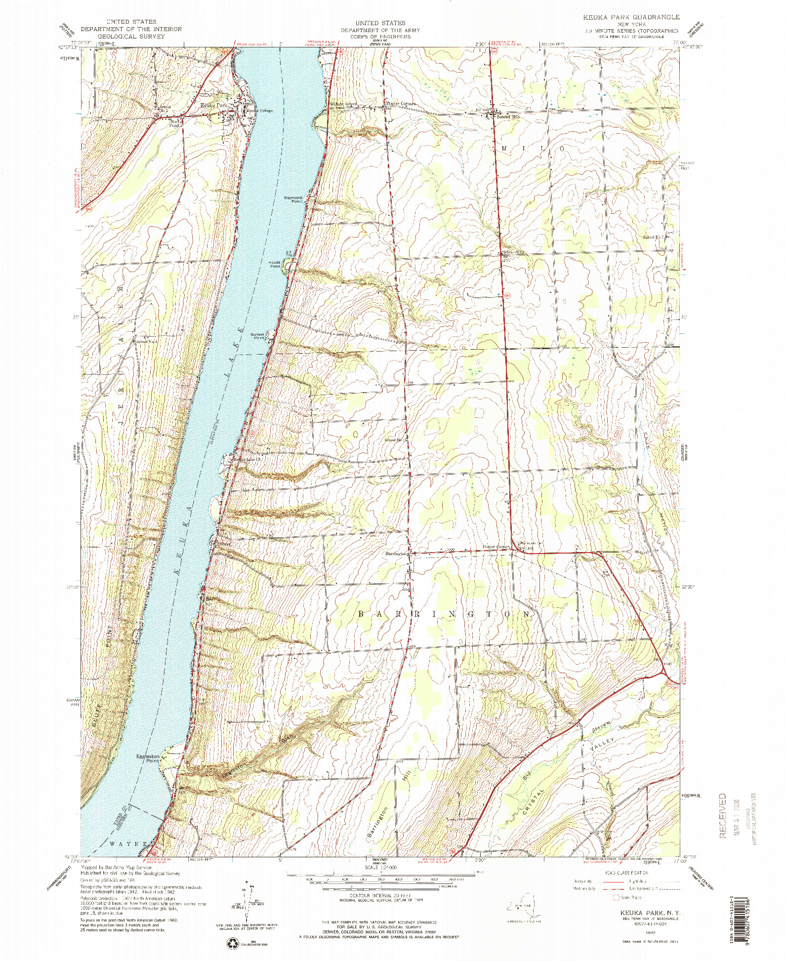 USGS 1:24000-SCALE QUADRANGLE FOR KEUKA PARK, NY 1942