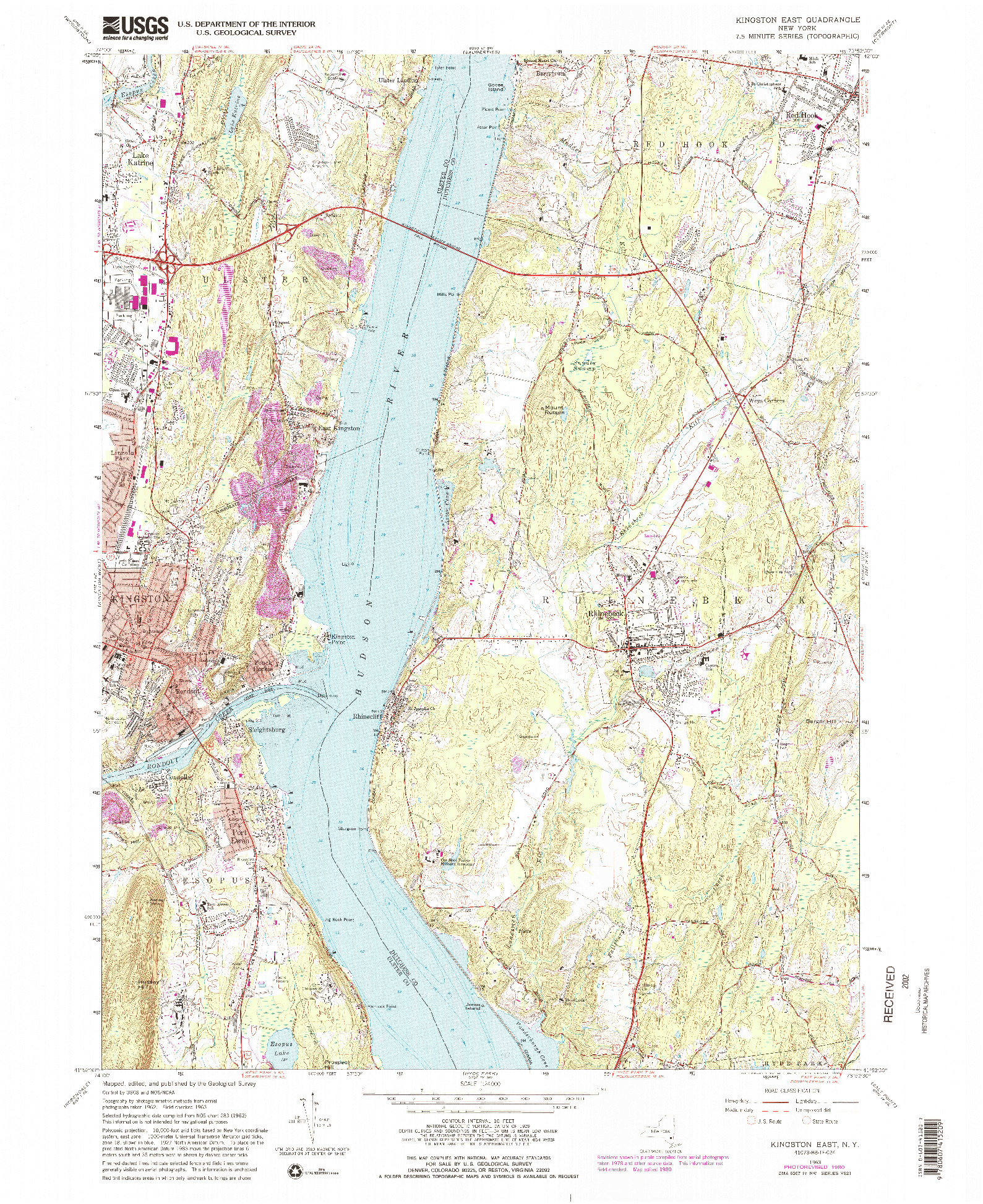 USGS 1:24000-SCALE QUADRANGLE FOR KINGSTON EAST, NY 1963