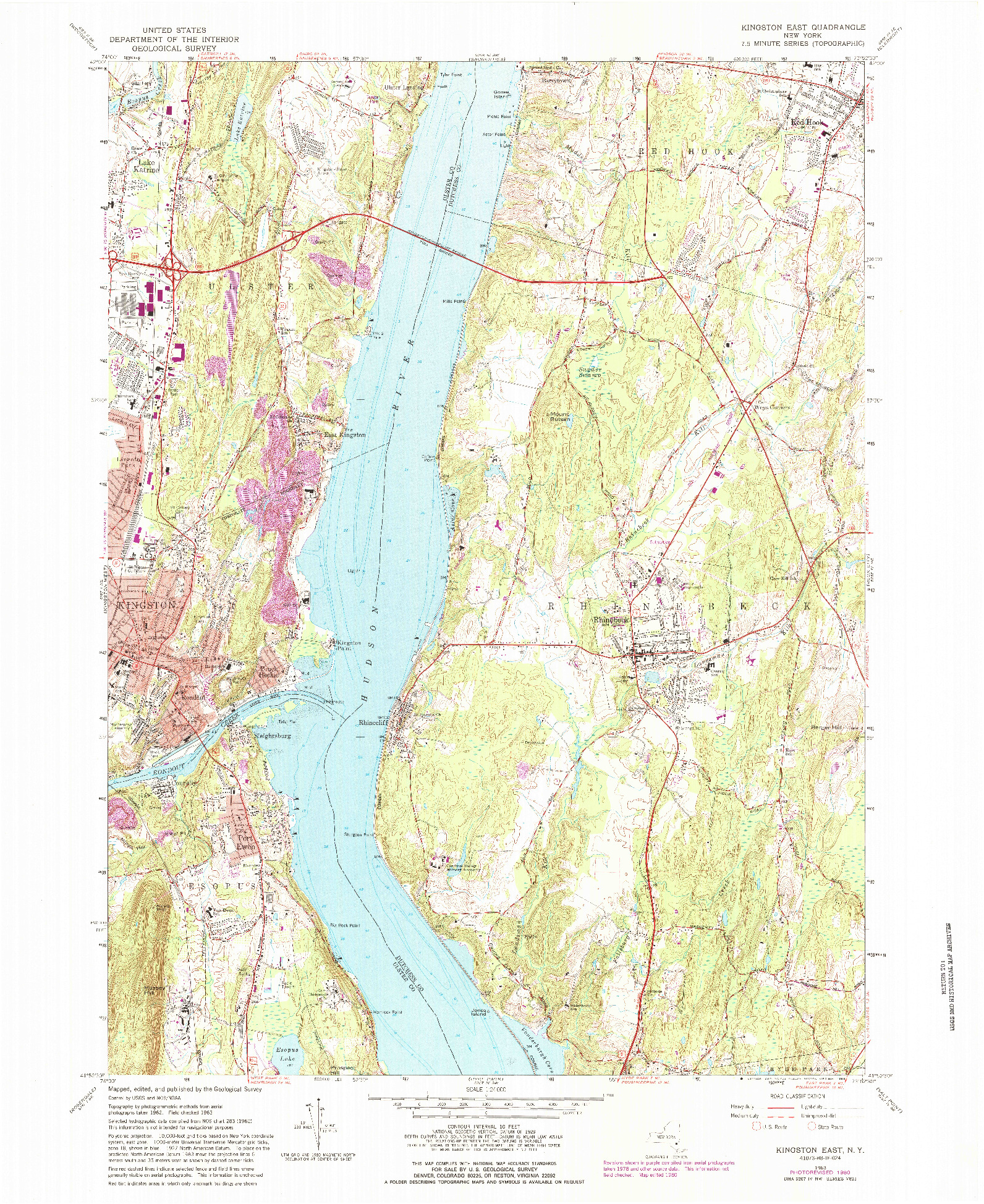 USGS 1:24000-SCALE QUADRANGLE FOR KINGSTON EAST, NY 1963