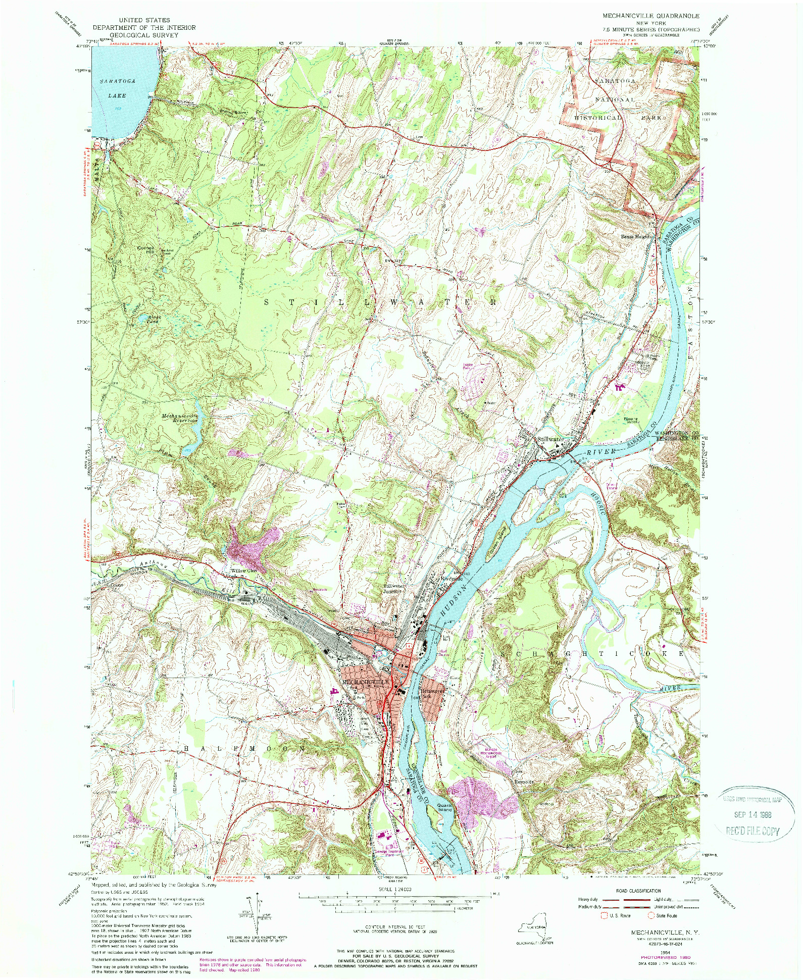 USGS 1:24000-SCALE QUADRANGLE FOR MECHANICVILLE, NY 1954
