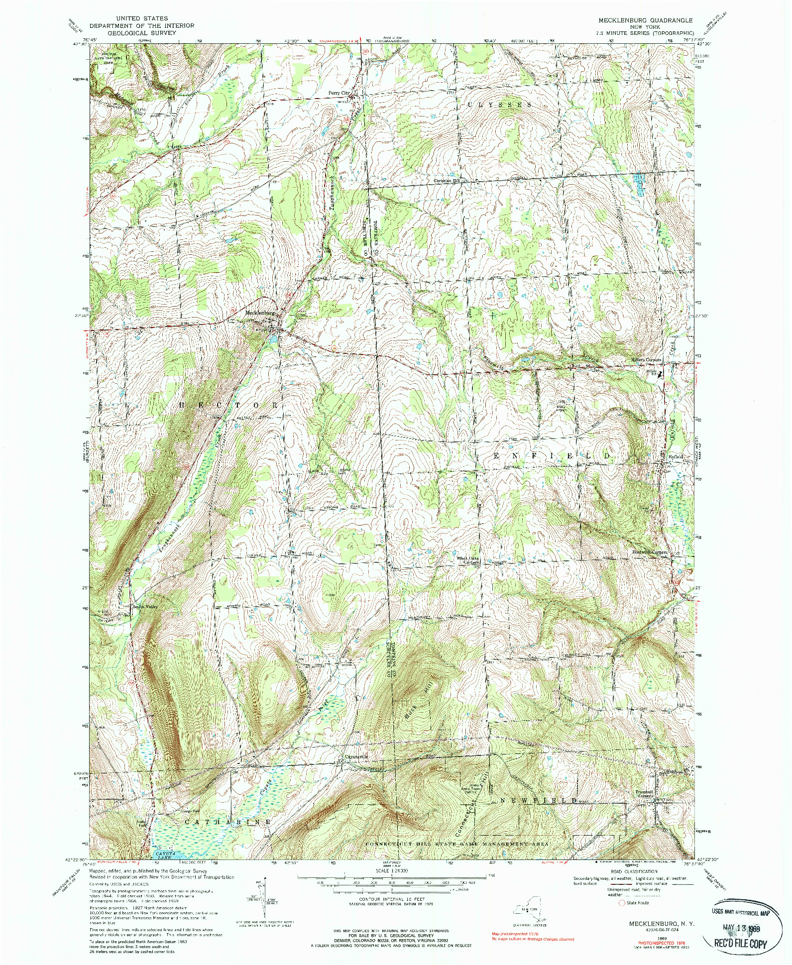 USGS 1:24000-SCALE QUADRANGLE FOR MECKLENBURG, NY 1969