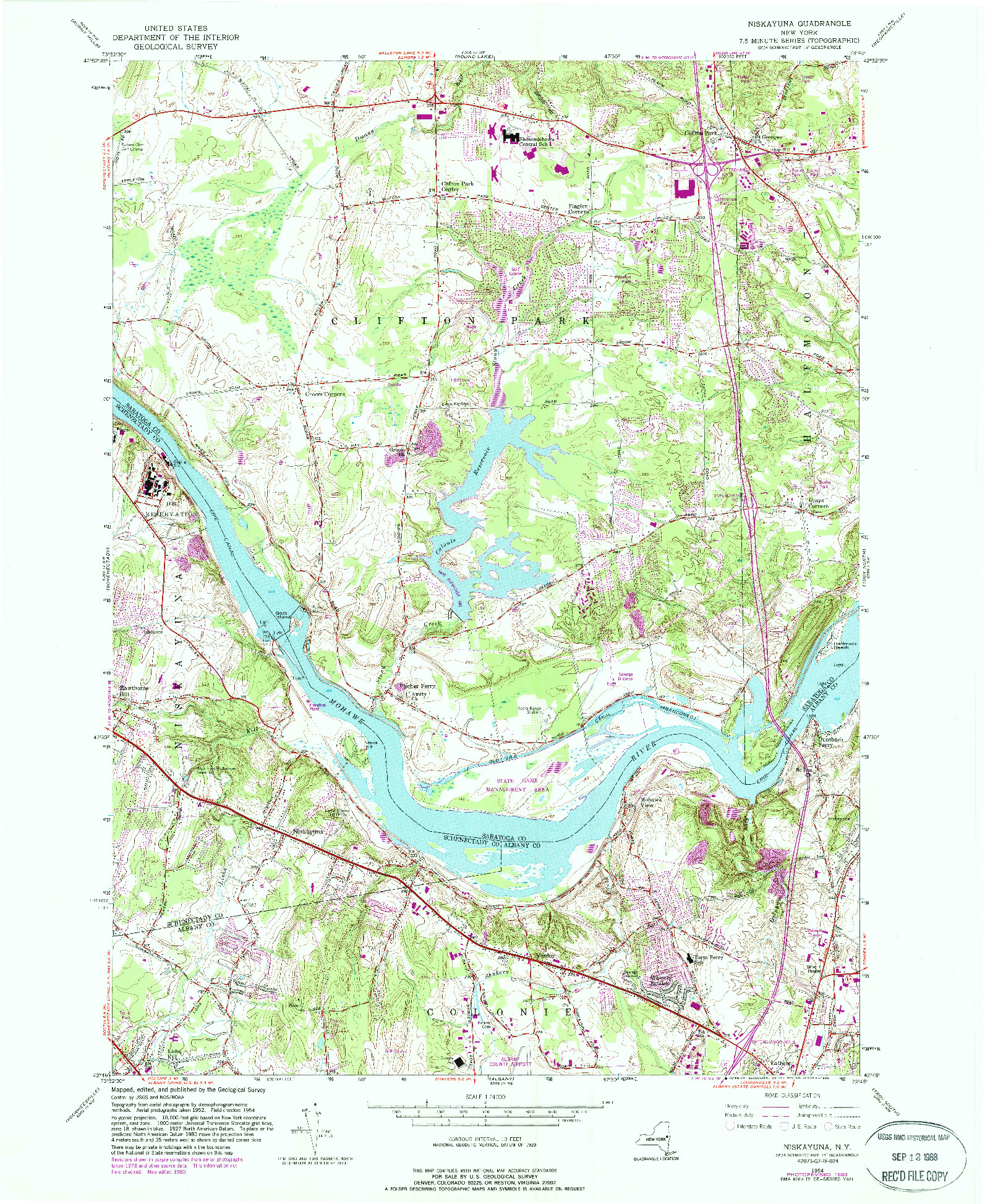 USGS 1:24000-SCALE QUADRANGLE FOR NISKAYUNA, NY 1954