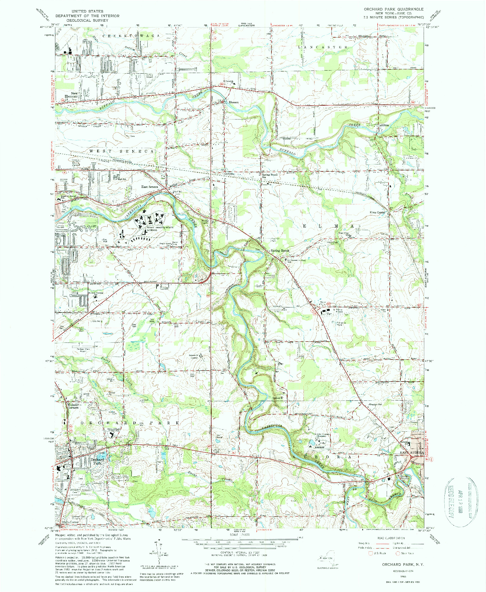 USGS 1:24000-SCALE QUADRANGLE FOR ORCHARD PARK, NY 1965