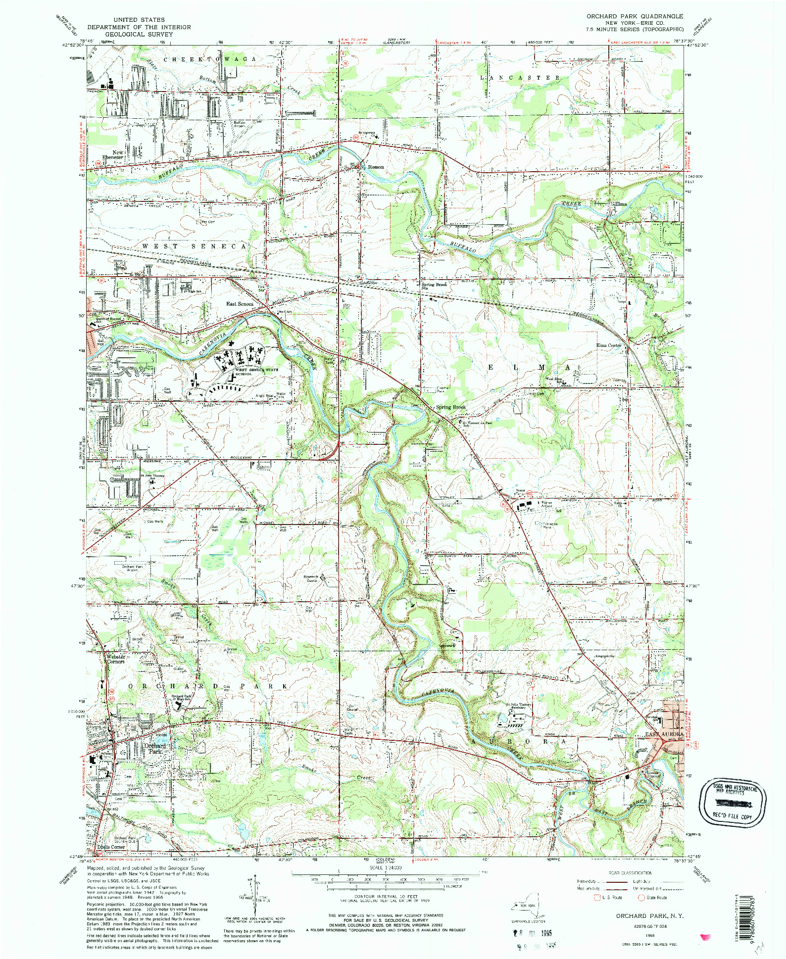 USGS 1:24000-SCALE QUADRANGLE FOR ORCHARD PARK, NY 1965