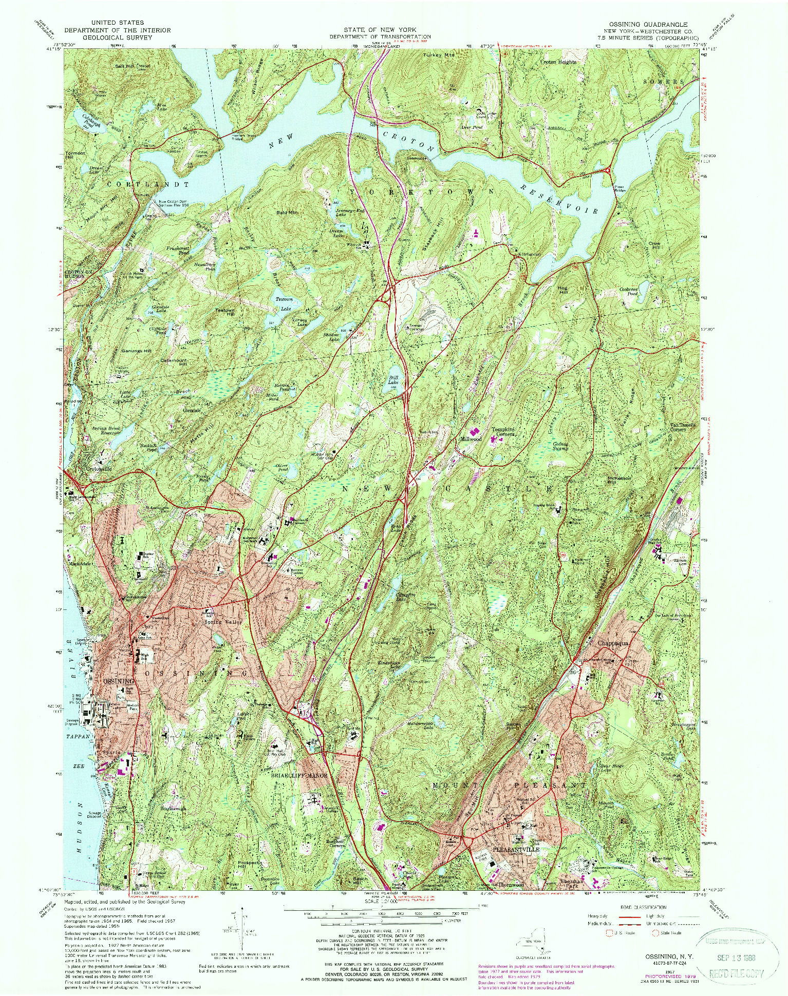 USGS 1:24000-SCALE QUADRANGLE FOR OSSINING, NY 1967
