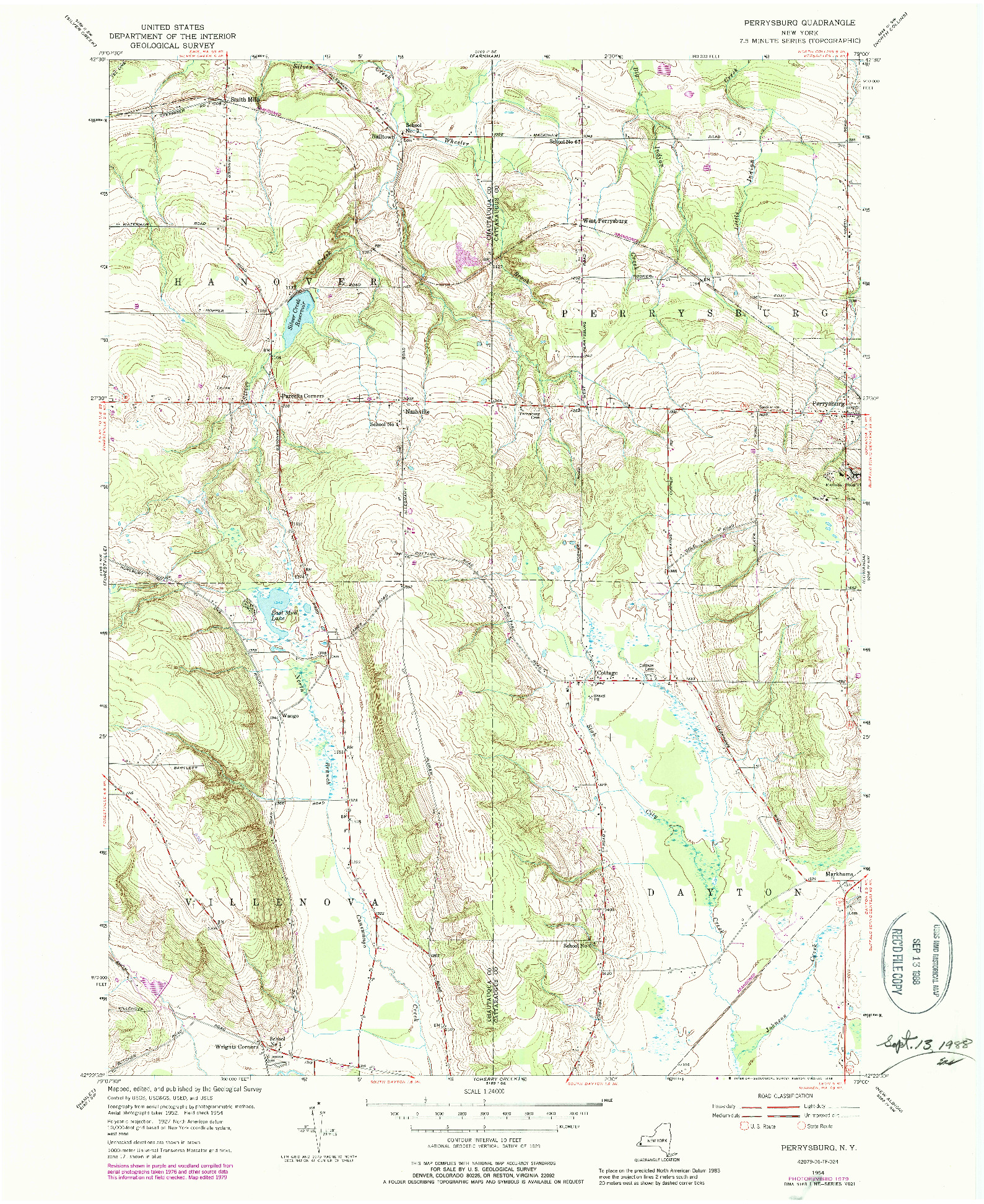 USGS 1:24000-SCALE QUADRANGLE FOR PERRYSBURG, NY 1954