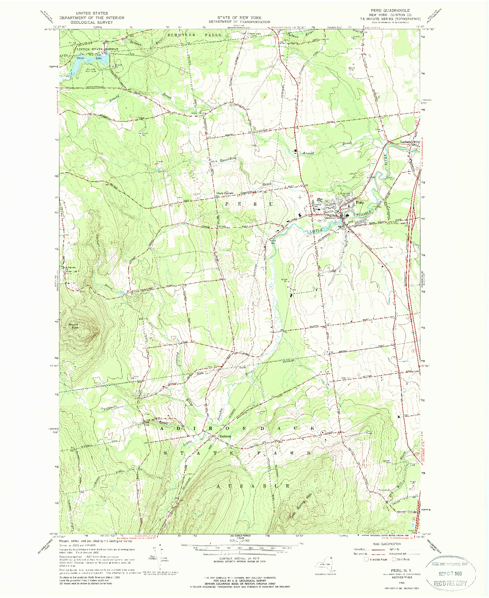 USGS 1:24000-SCALE QUADRANGLE FOR PERU, NY 1966