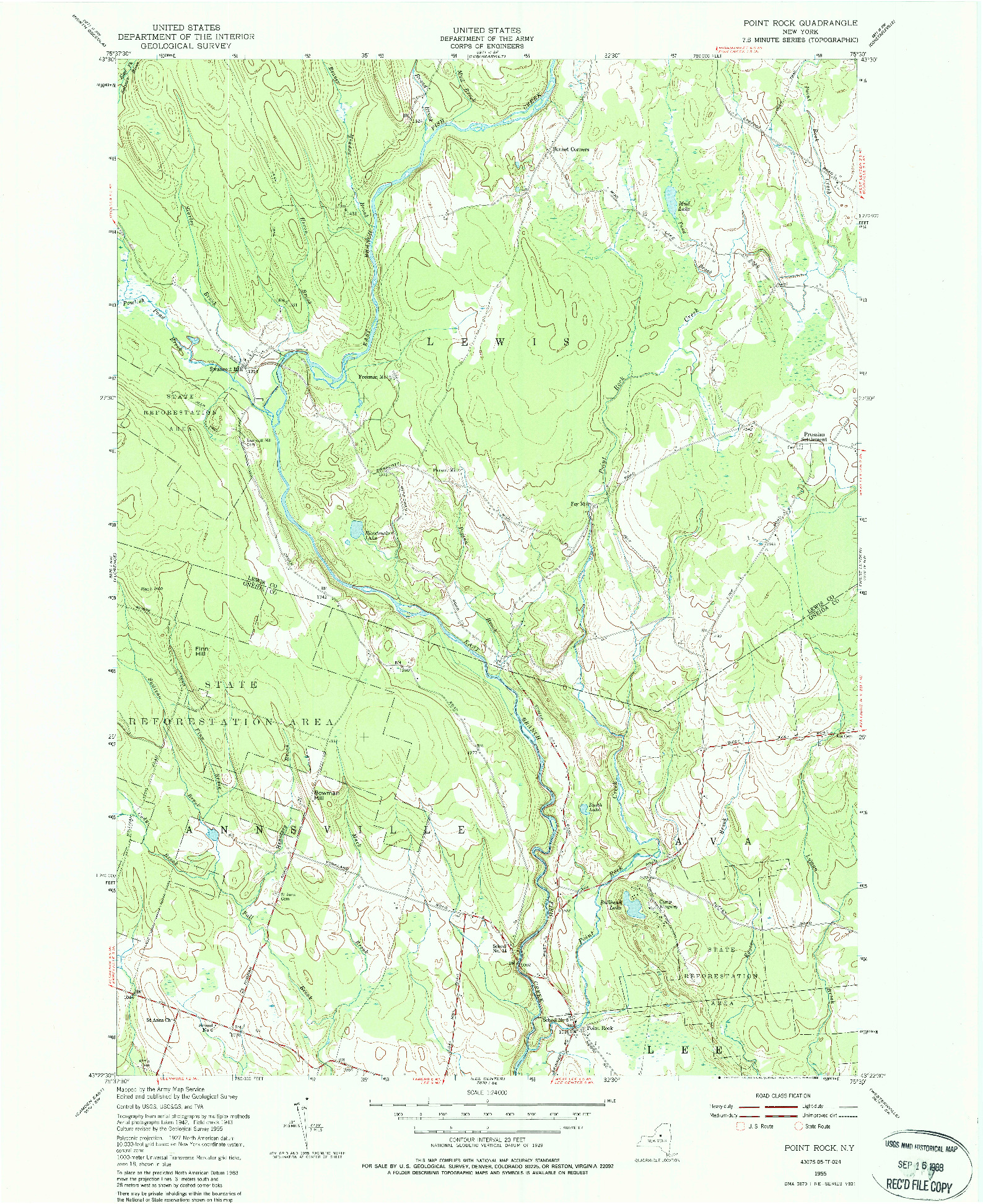 USGS 1:24000-SCALE QUADRANGLE FOR POINT ROCK, NY 1955