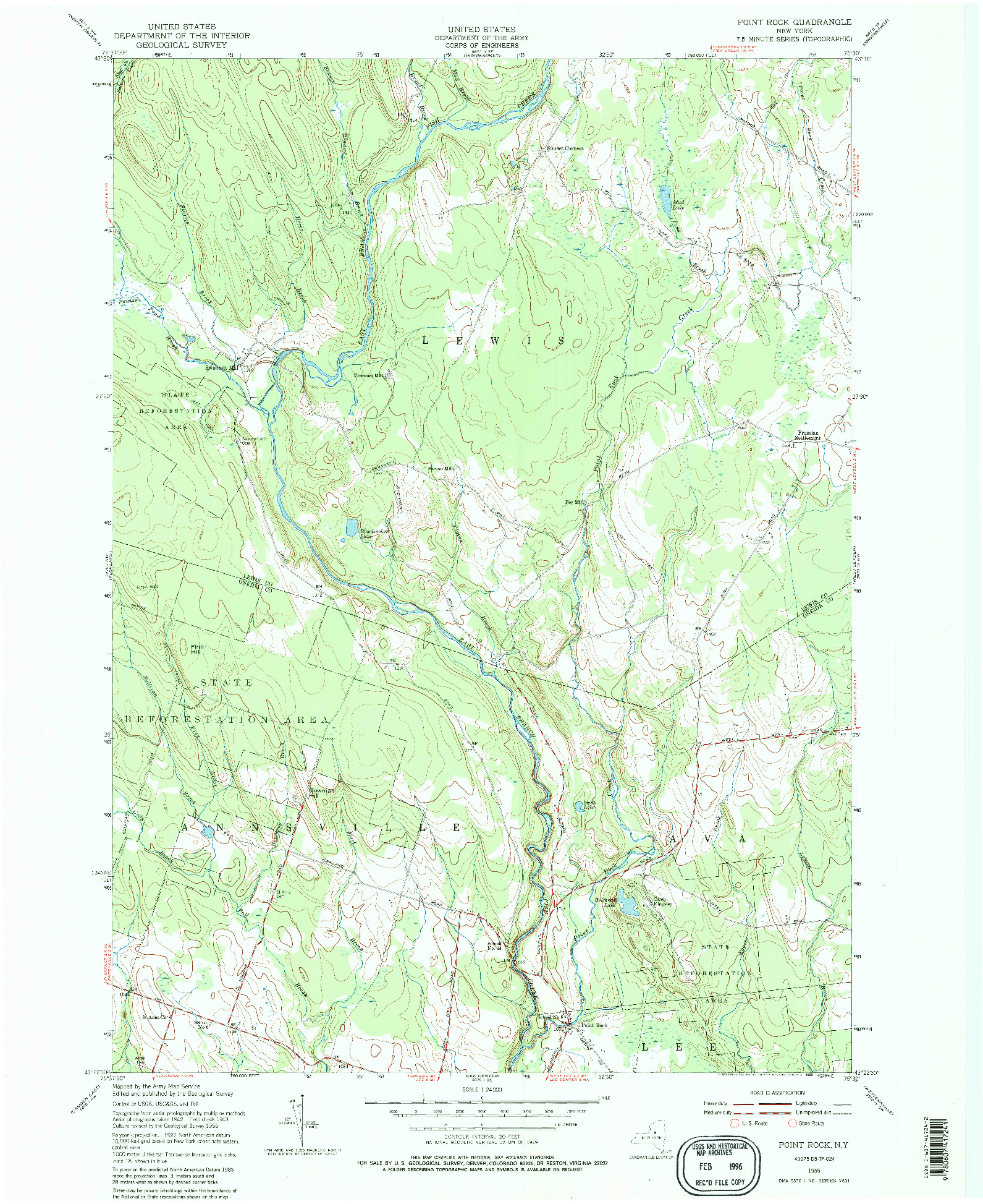 USGS 1:24000-SCALE QUADRANGLE FOR POINT ROCK, NY 1955