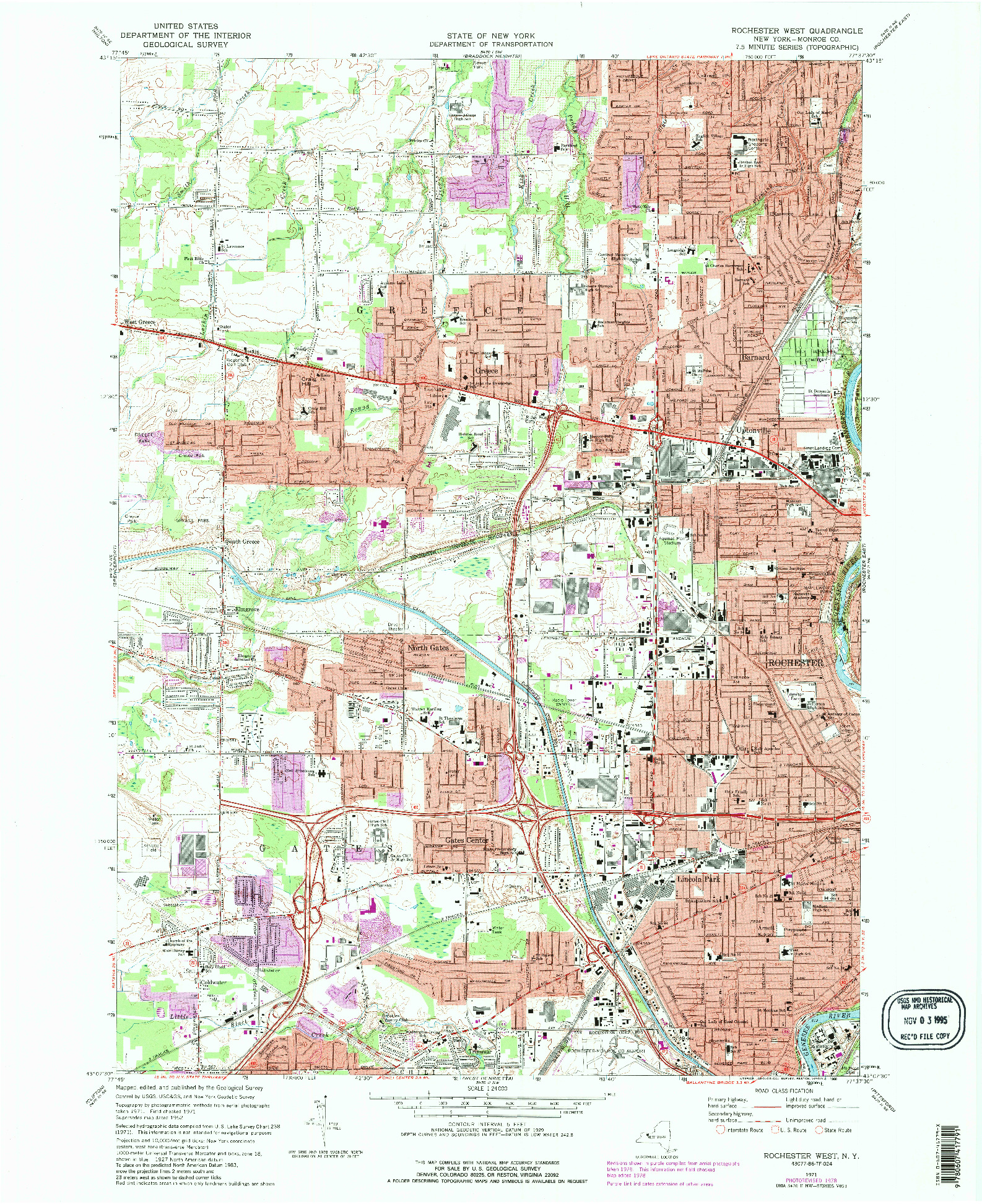 USGS 1:24000-SCALE QUADRANGLE FOR ROCHESTER WEST, NY 1971