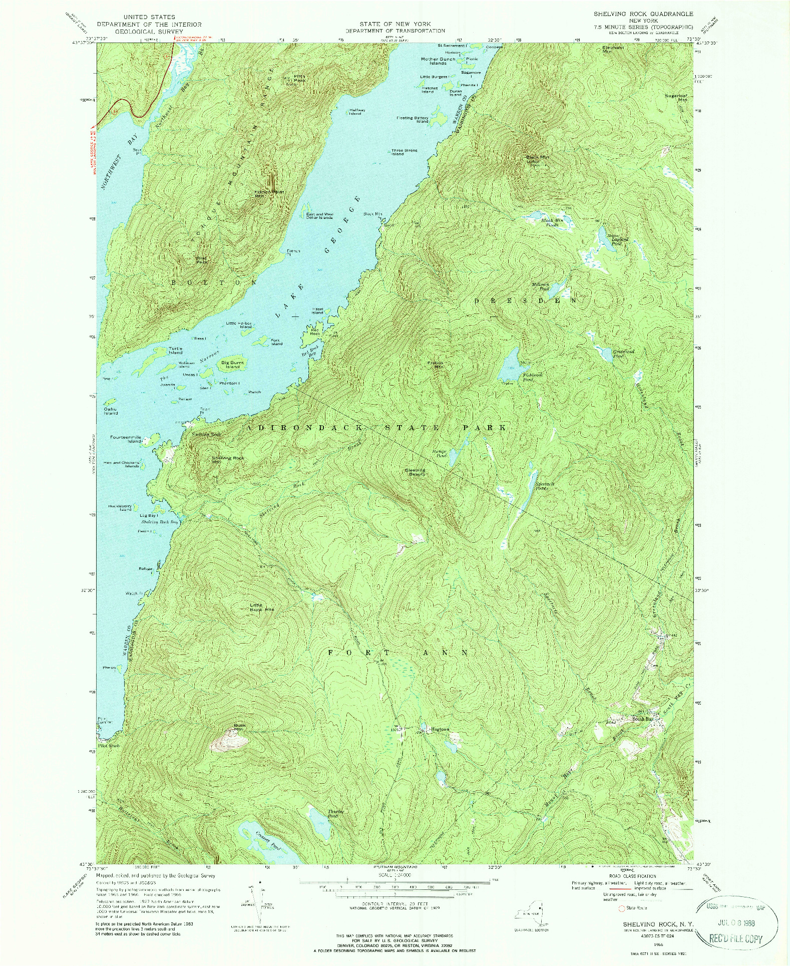 USGS 1:24000-SCALE QUADRANGLE FOR SHELVING ROCK, NY 1966