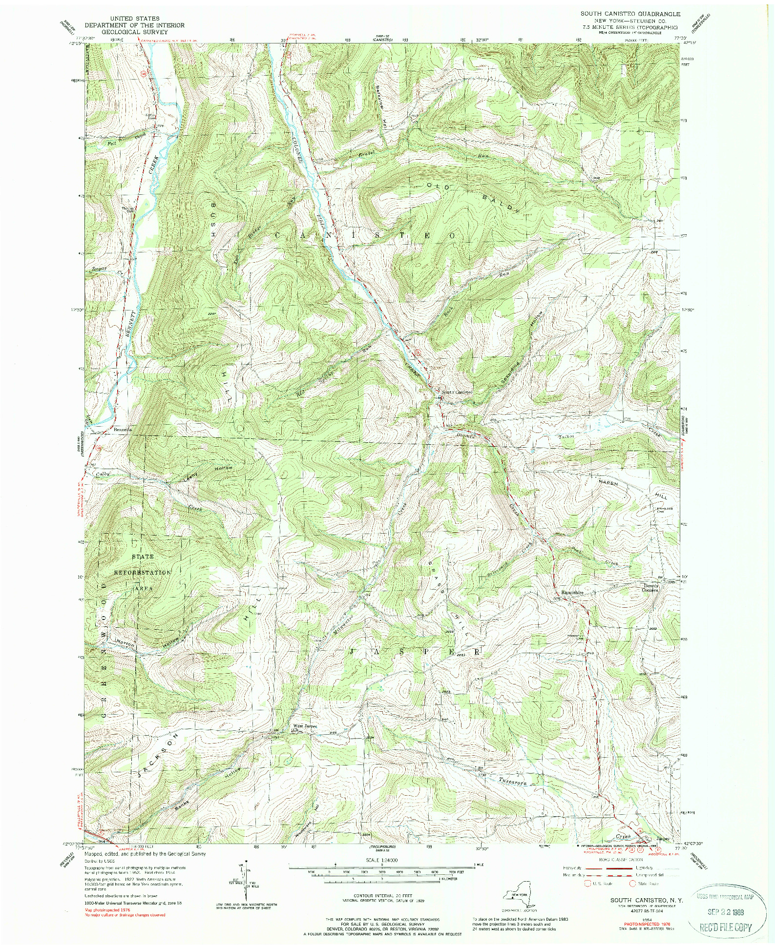 USGS 1:24000-SCALE QUADRANGLE FOR SOUTH CANISTEO, NY 1954