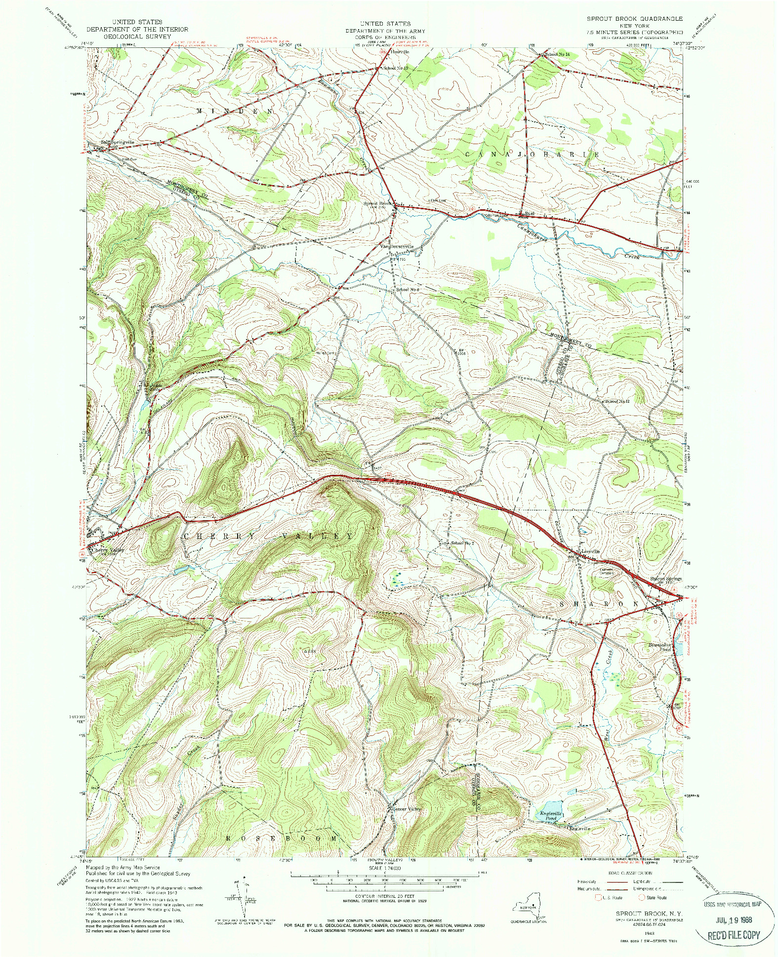 USGS 1:24000-SCALE QUADRANGLE FOR SPROUT BROOK, NY 1943