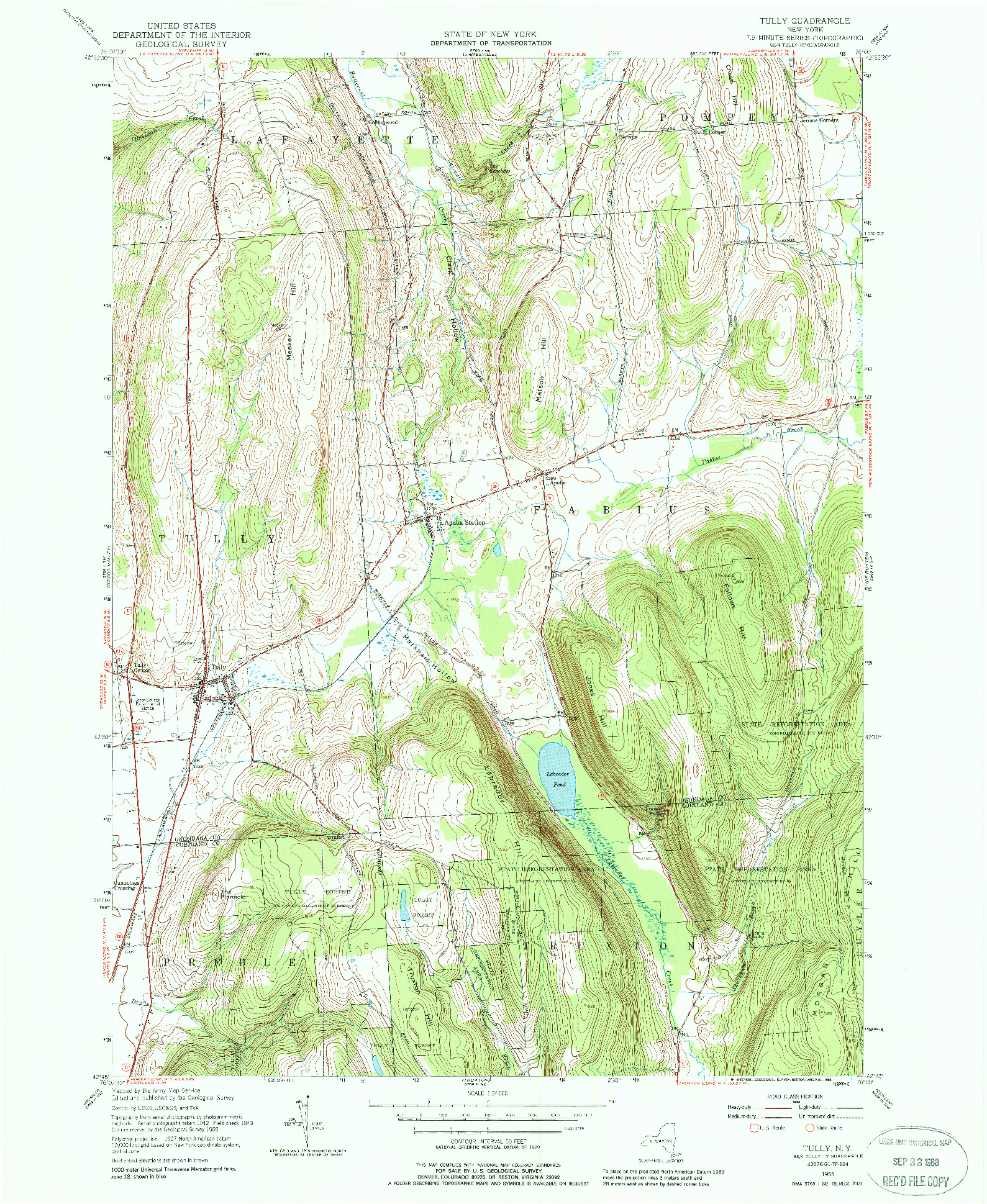 USGS 1:24000-SCALE QUADRANGLE FOR TULLY, NY 1955