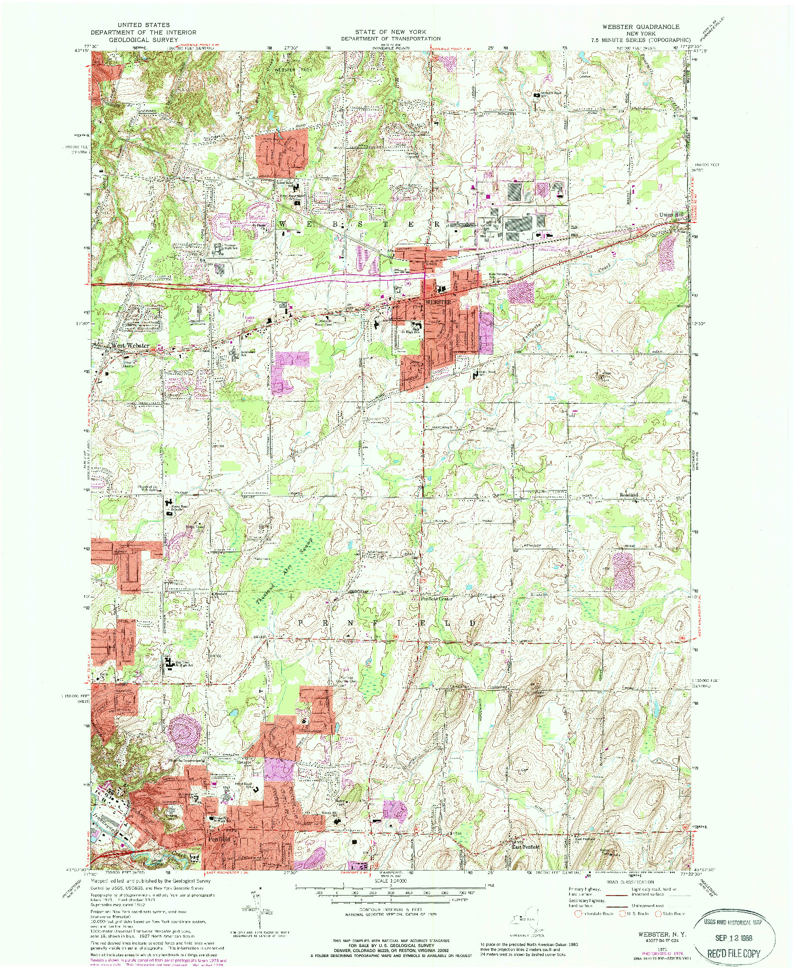 USGS 1:24000-SCALE QUADRANGLE FOR WEBSTER, NY 1971