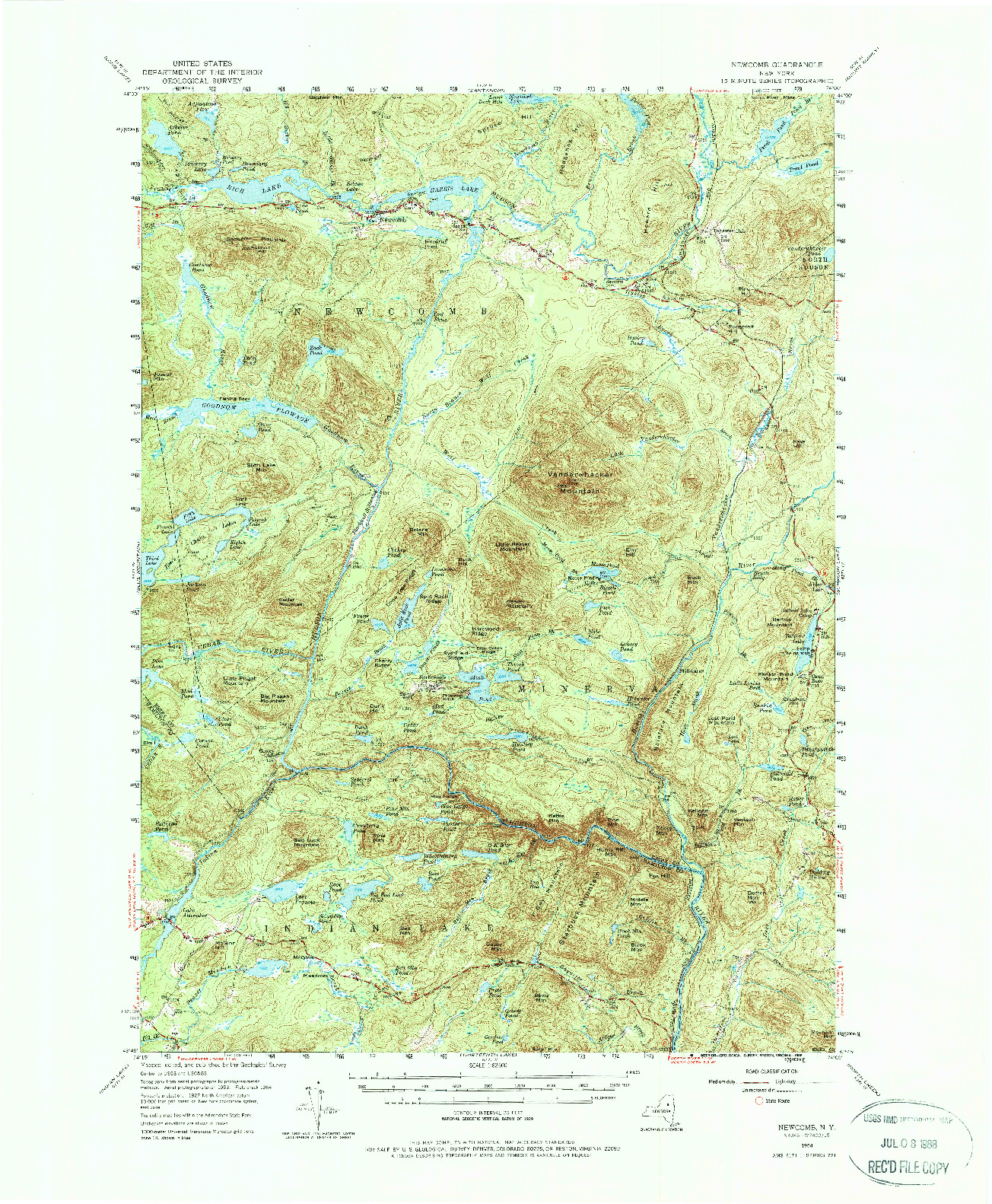 USGS 1:62500-SCALE QUADRANGLE FOR NEWCOMB, NY 1954