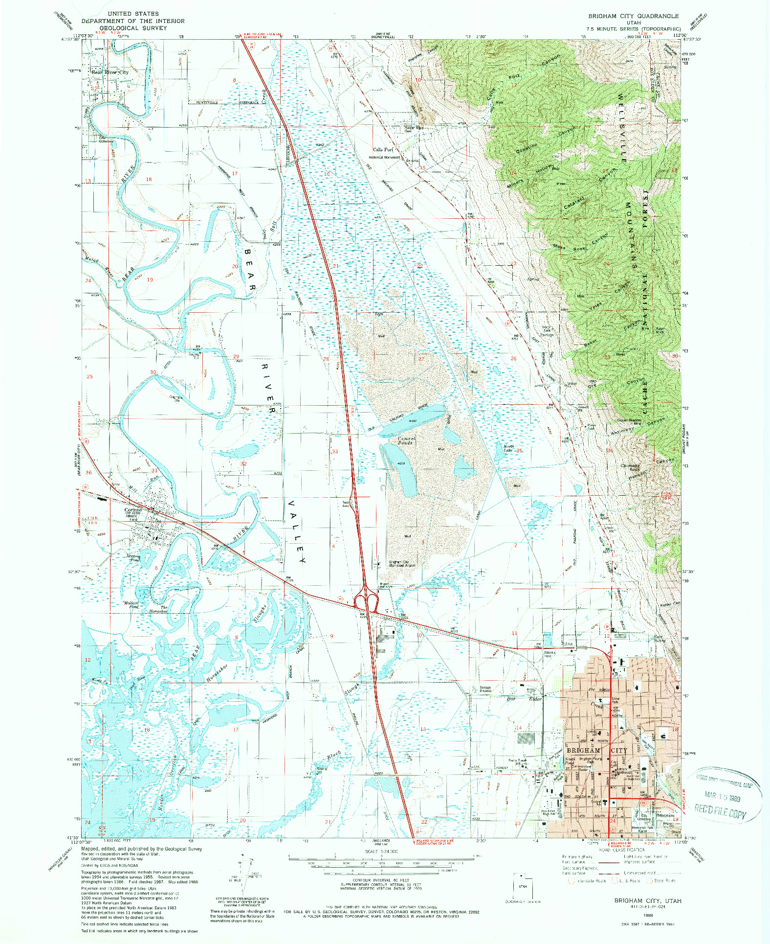 USGS 1:24000-SCALE QUADRANGLE FOR BRIGHAM CITY, UT 1988