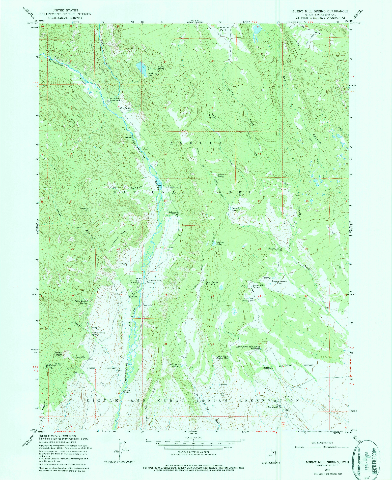 USGS 1:24000-SCALE QUADRANGLE FOR BURNT MILL SPRING, UT 1965