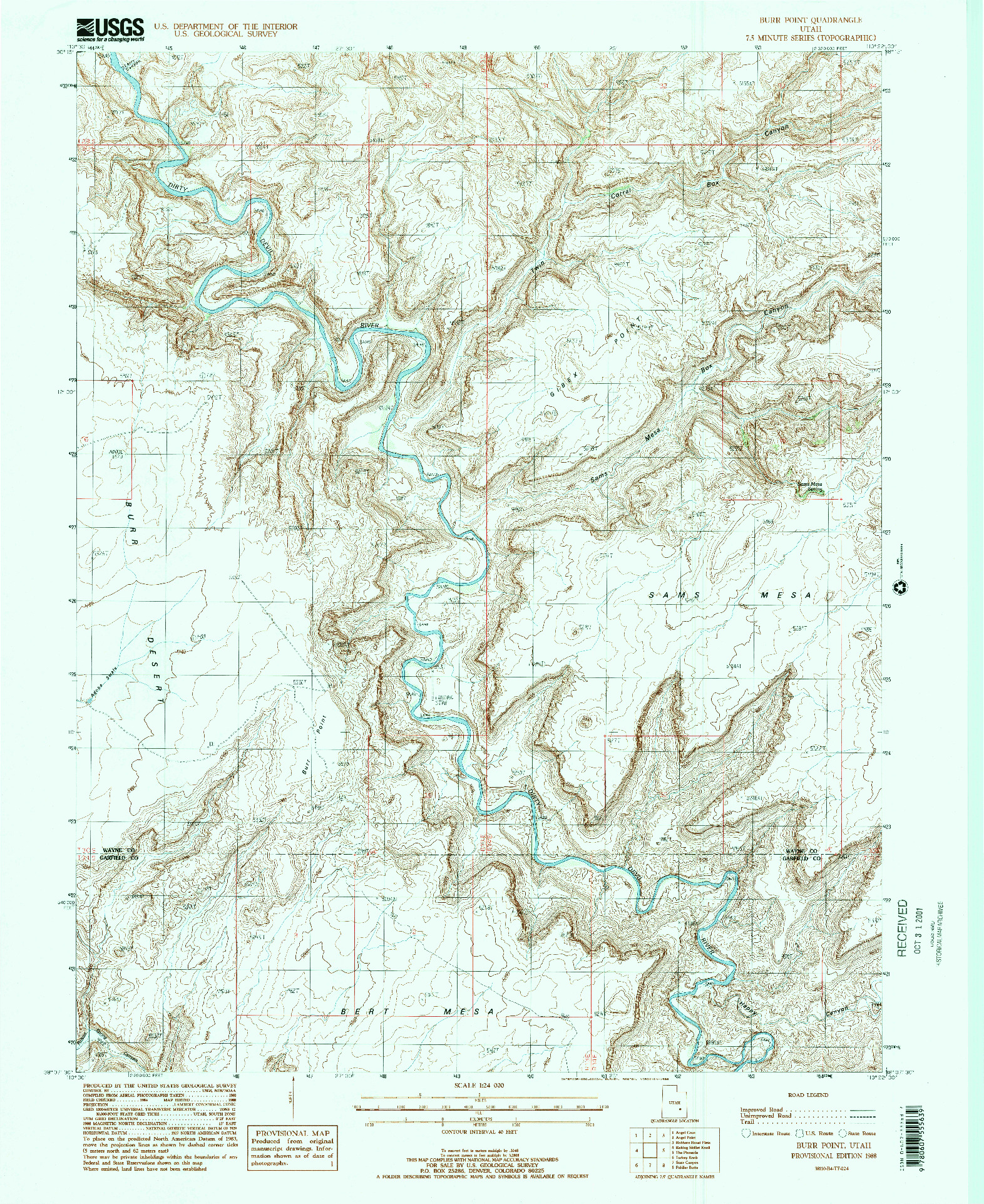 USGS 1:24000-SCALE QUADRANGLE FOR BURR POINT, UT 1988