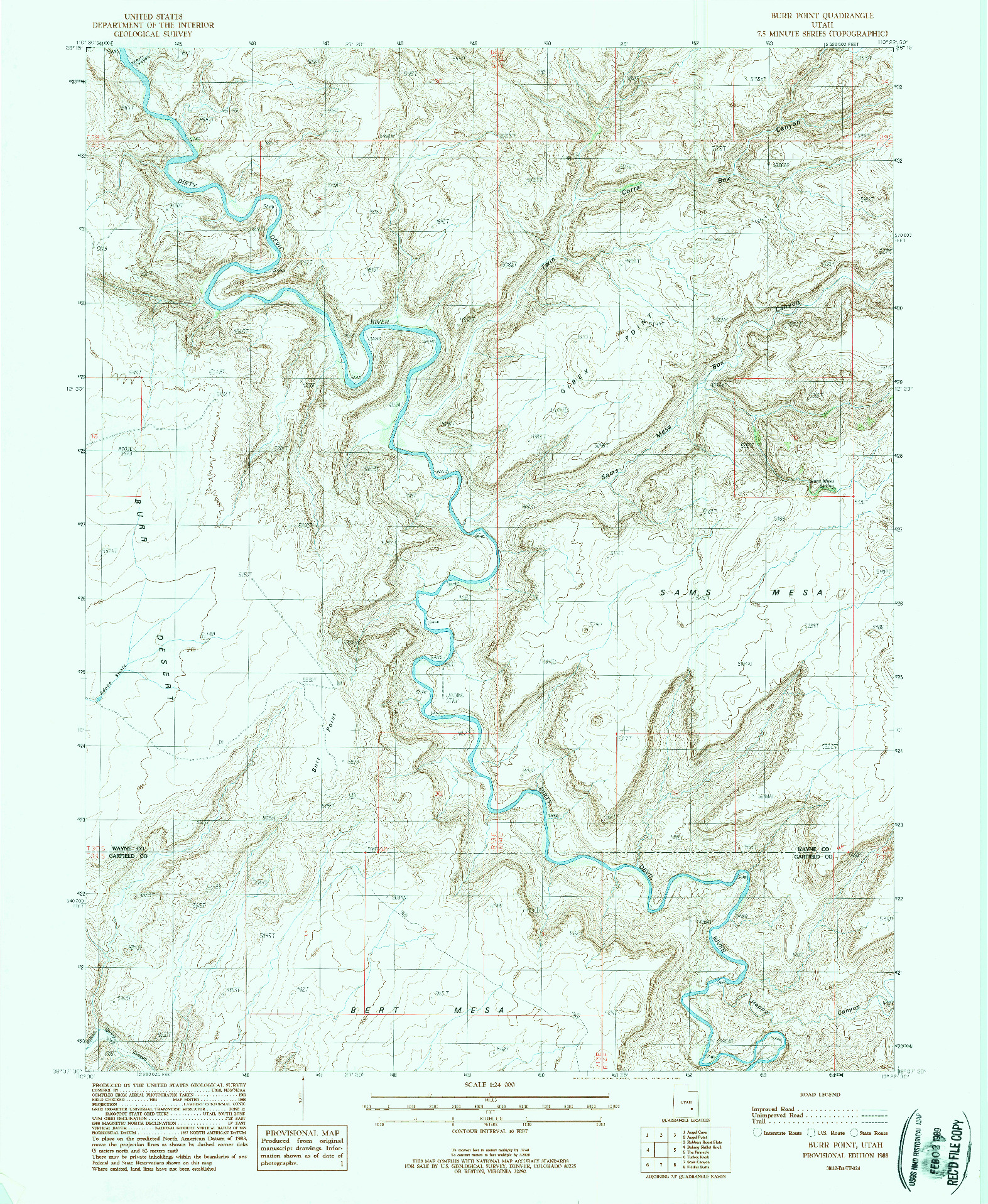 USGS 1:24000-SCALE QUADRANGLE FOR BURR POINT, UT 1988