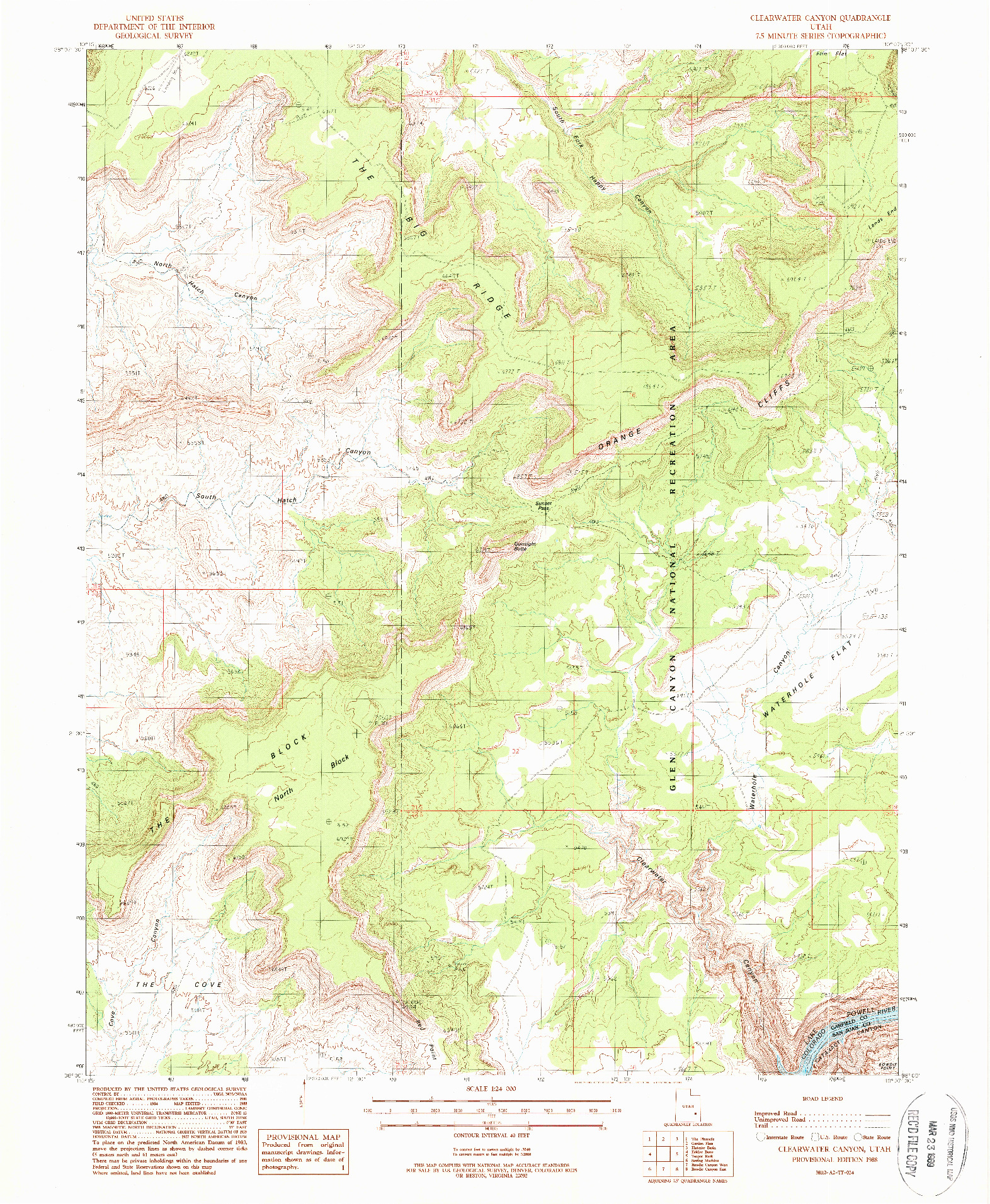 USGS 1:24000-SCALE QUADRANGLE FOR CLEARWATER CANYON, UT 1988