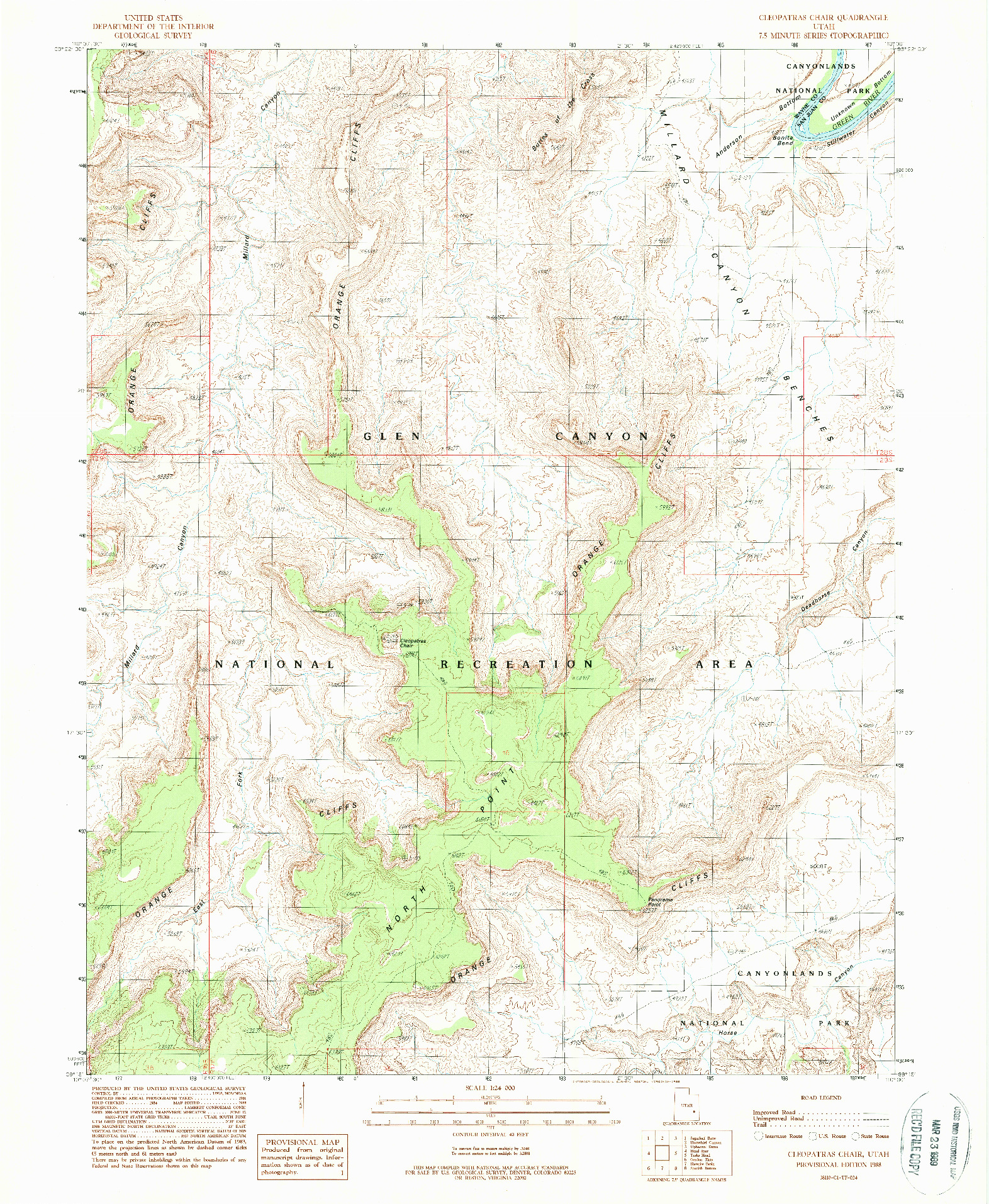 USGS 1:24000-SCALE QUADRANGLE FOR CLEOPATRAS CHAIR, UT 1988