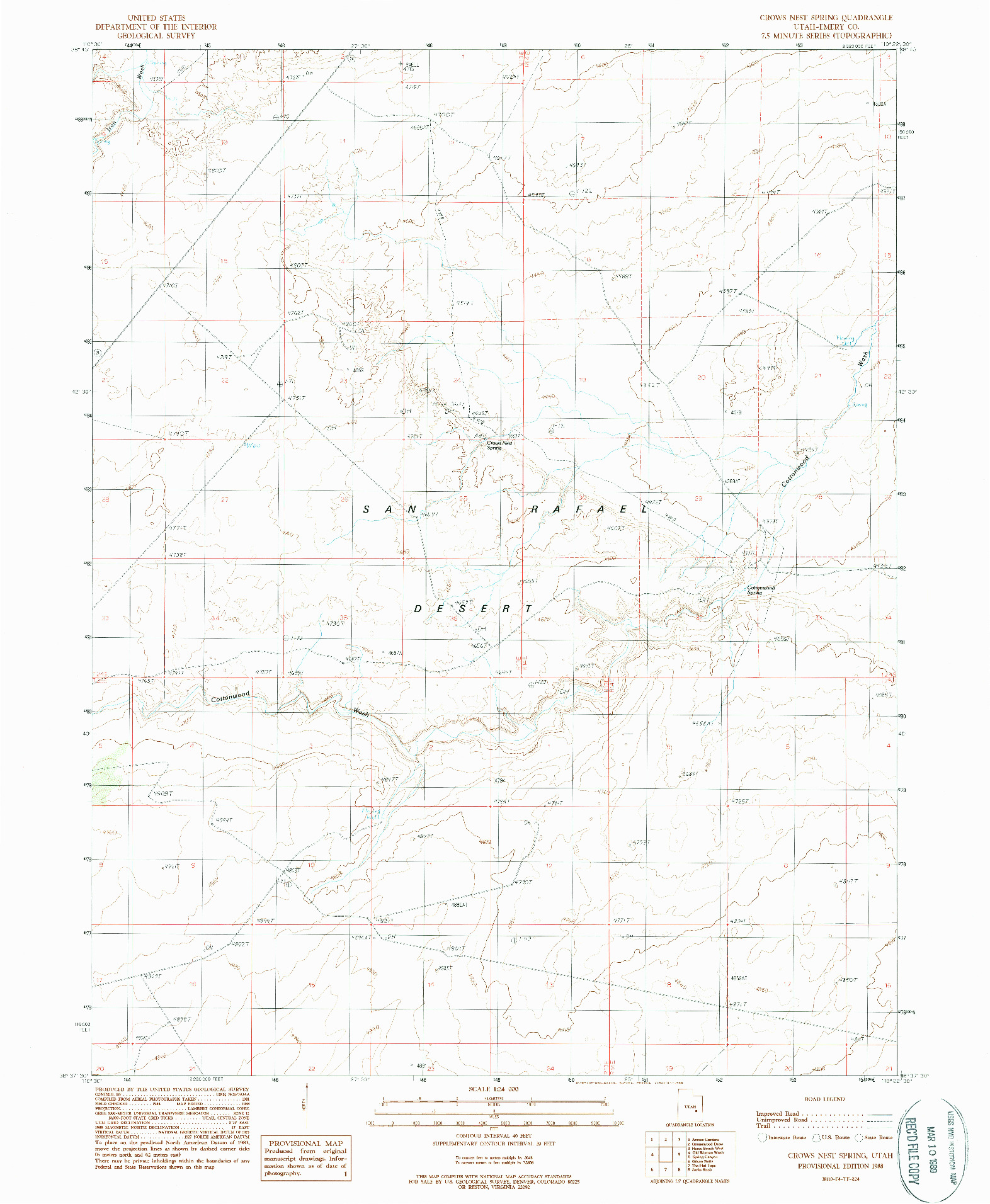 USGS 1:24000-SCALE QUADRANGLE FOR CROWS NEST SPRING, UT 1988