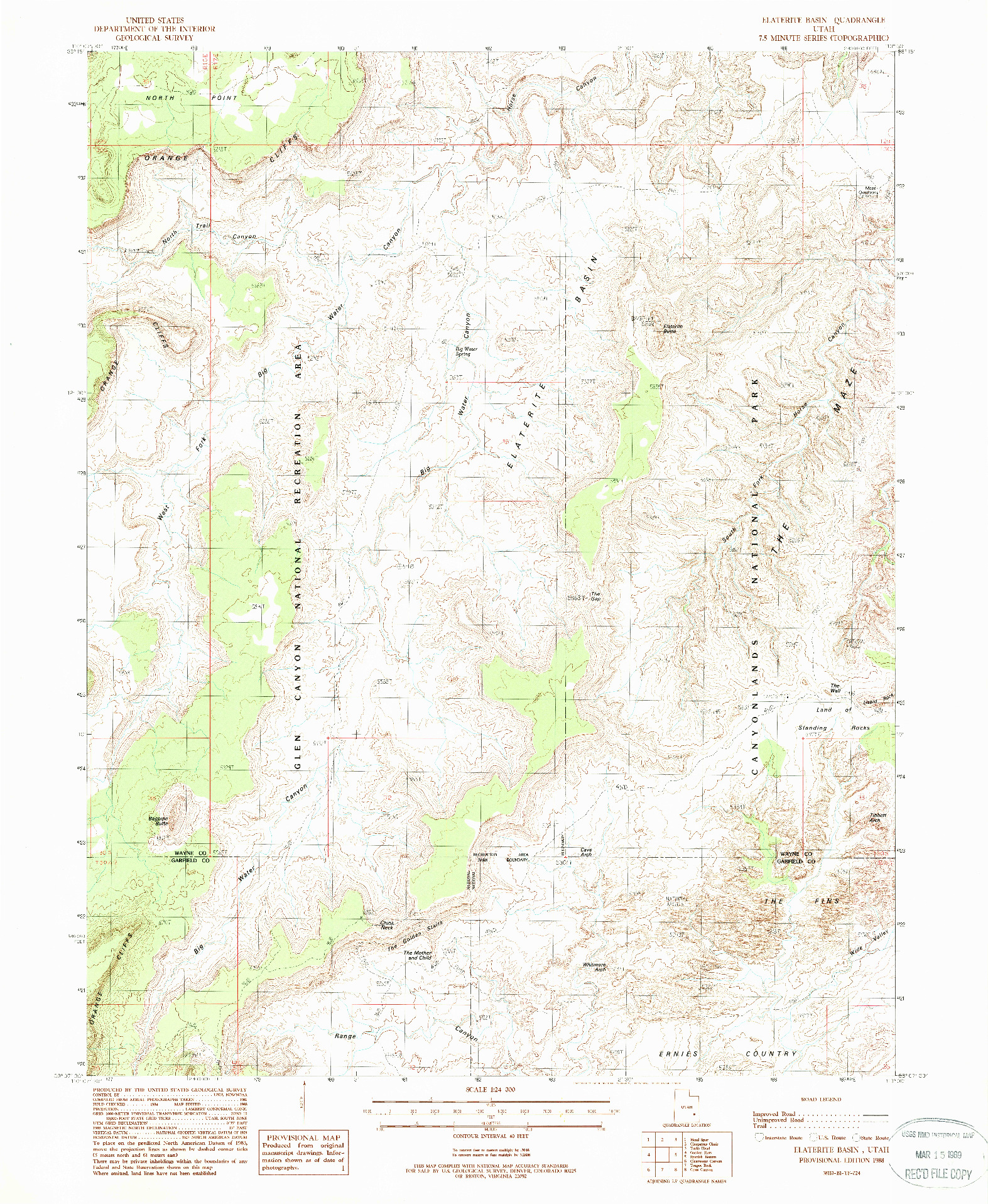 USGS 1:24000-SCALE QUADRANGLE FOR ELATERITE BASIN, UT 1988