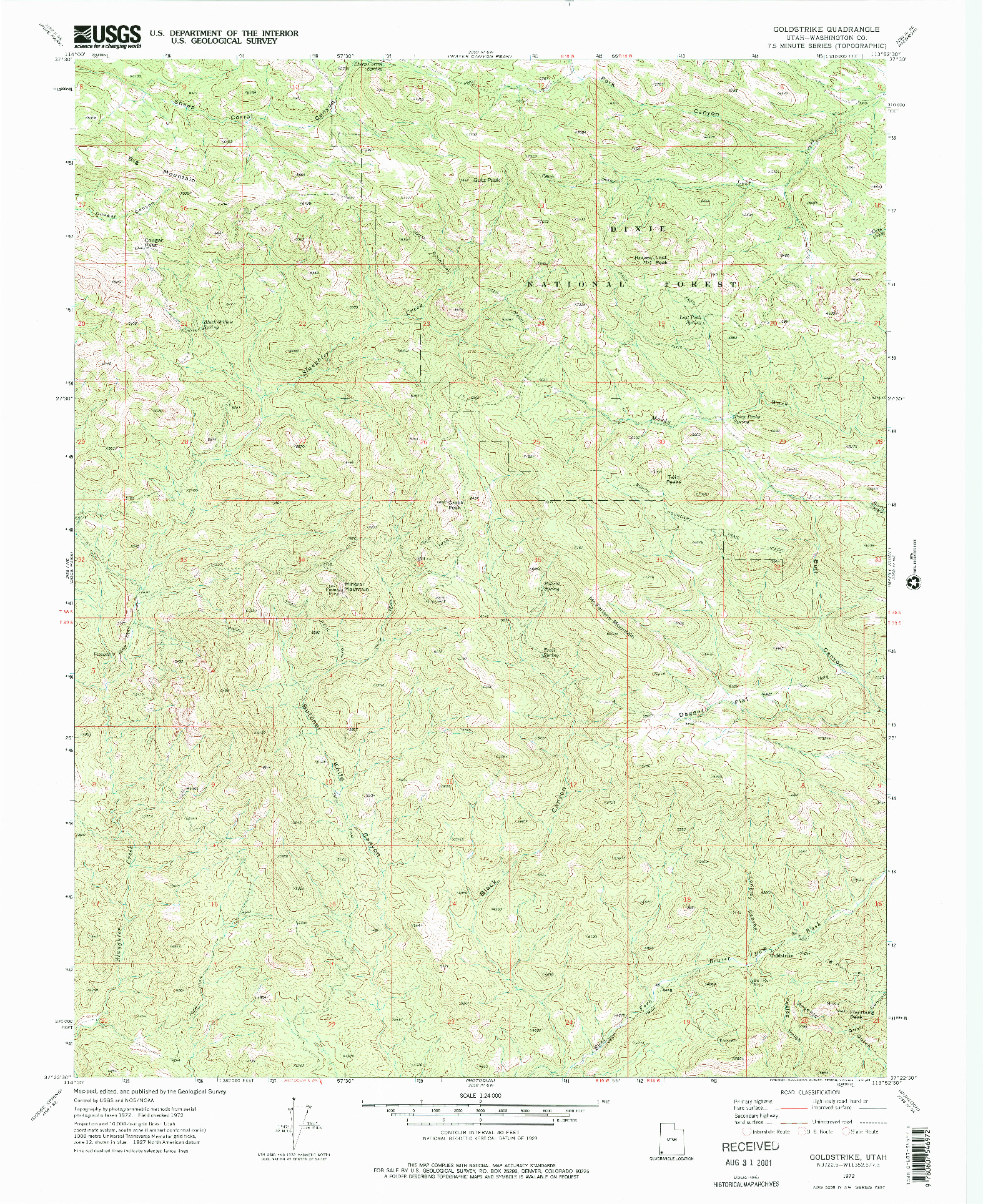 USGS 1:24000-SCALE QUADRANGLE FOR GOLDSTRIKE, UT 1972