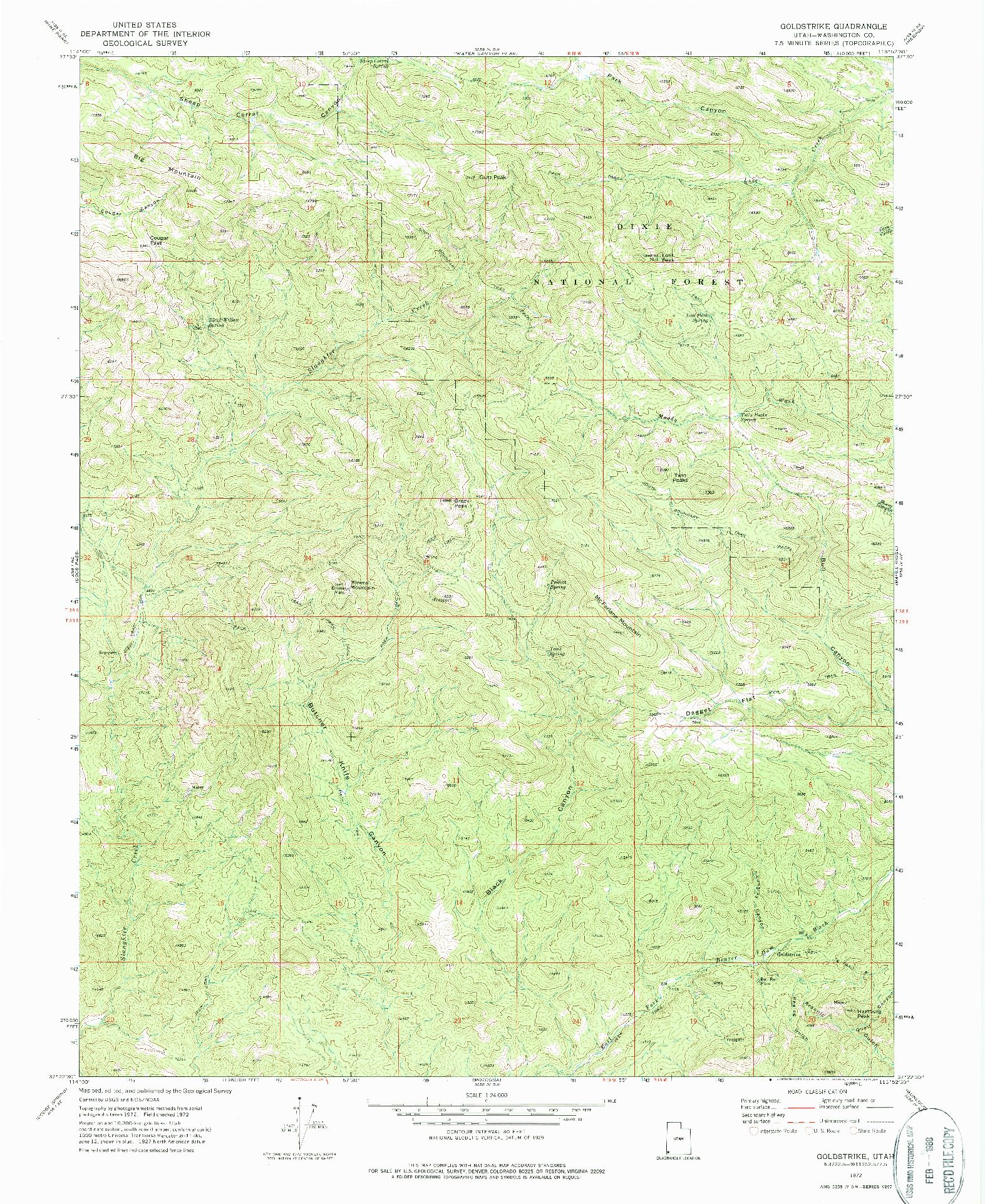 USGS 1:24000-SCALE QUADRANGLE FOR GOLDSTRIKE, UT 1972