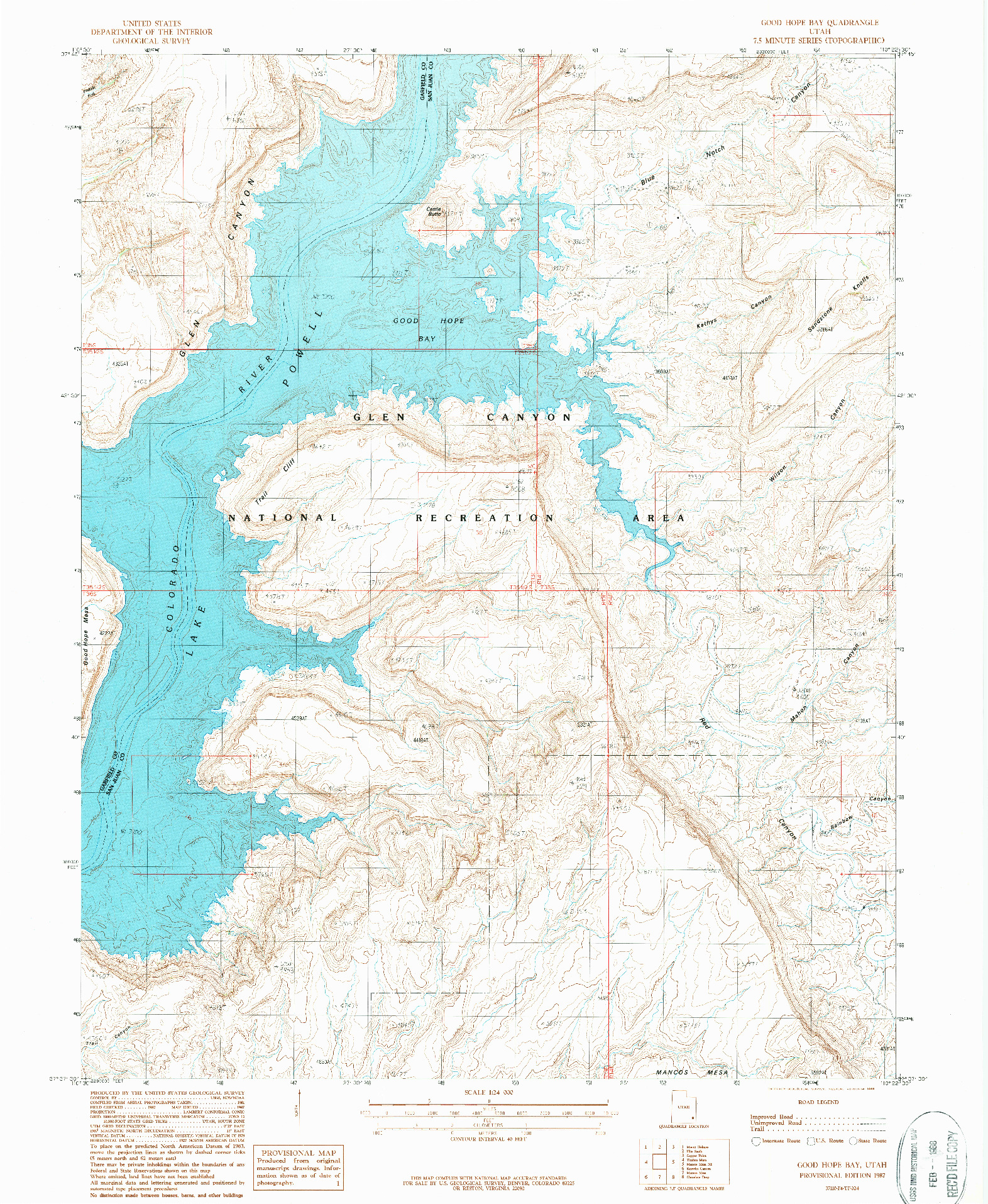 USGS 1:24000-SCALE QUADRANGLE FOR GOOD HOPE BAY, UT 1987