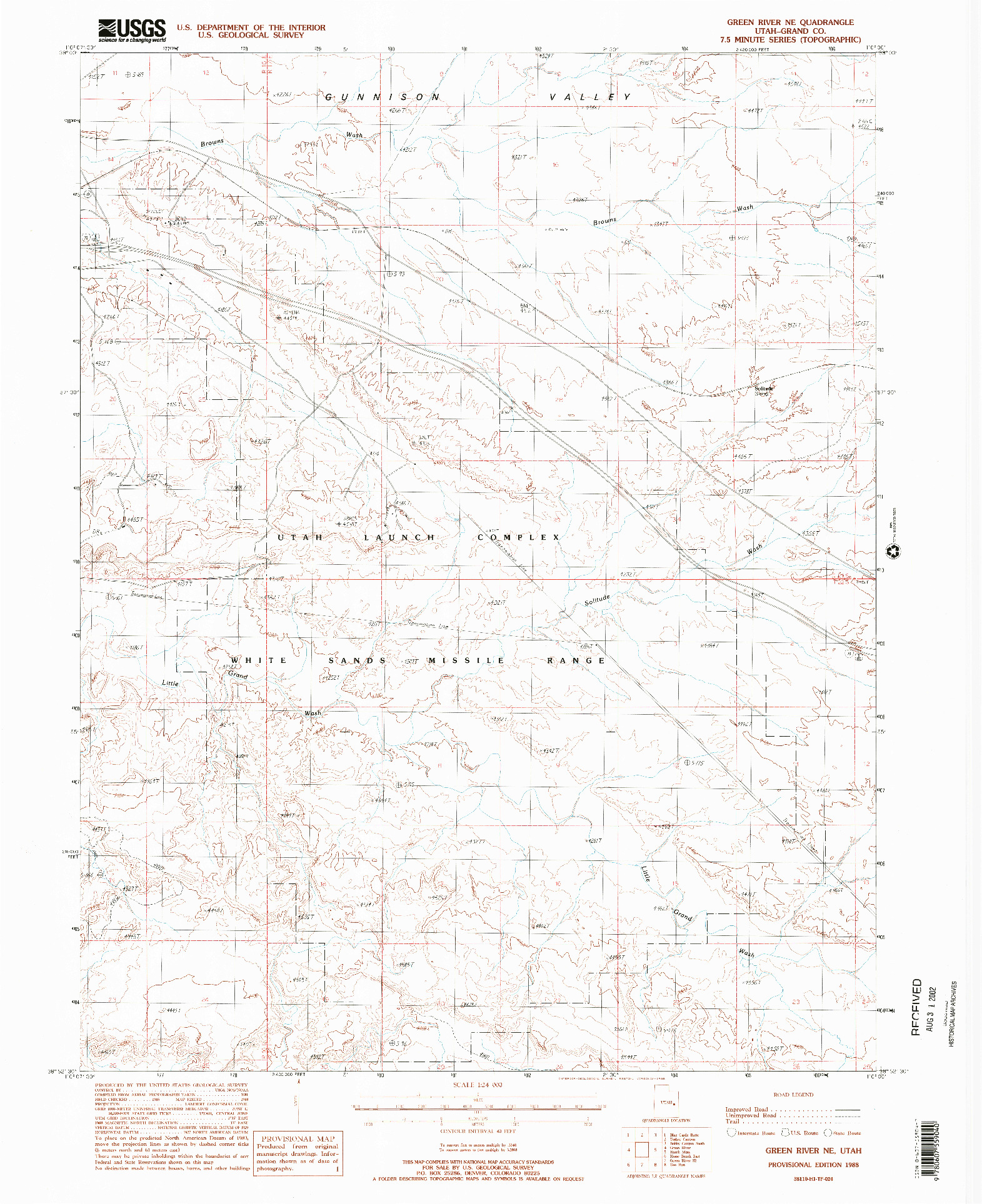 USGS 1:24000-SCALE QUADRANGLE FOR GREEN RIVER NE, UT 1988