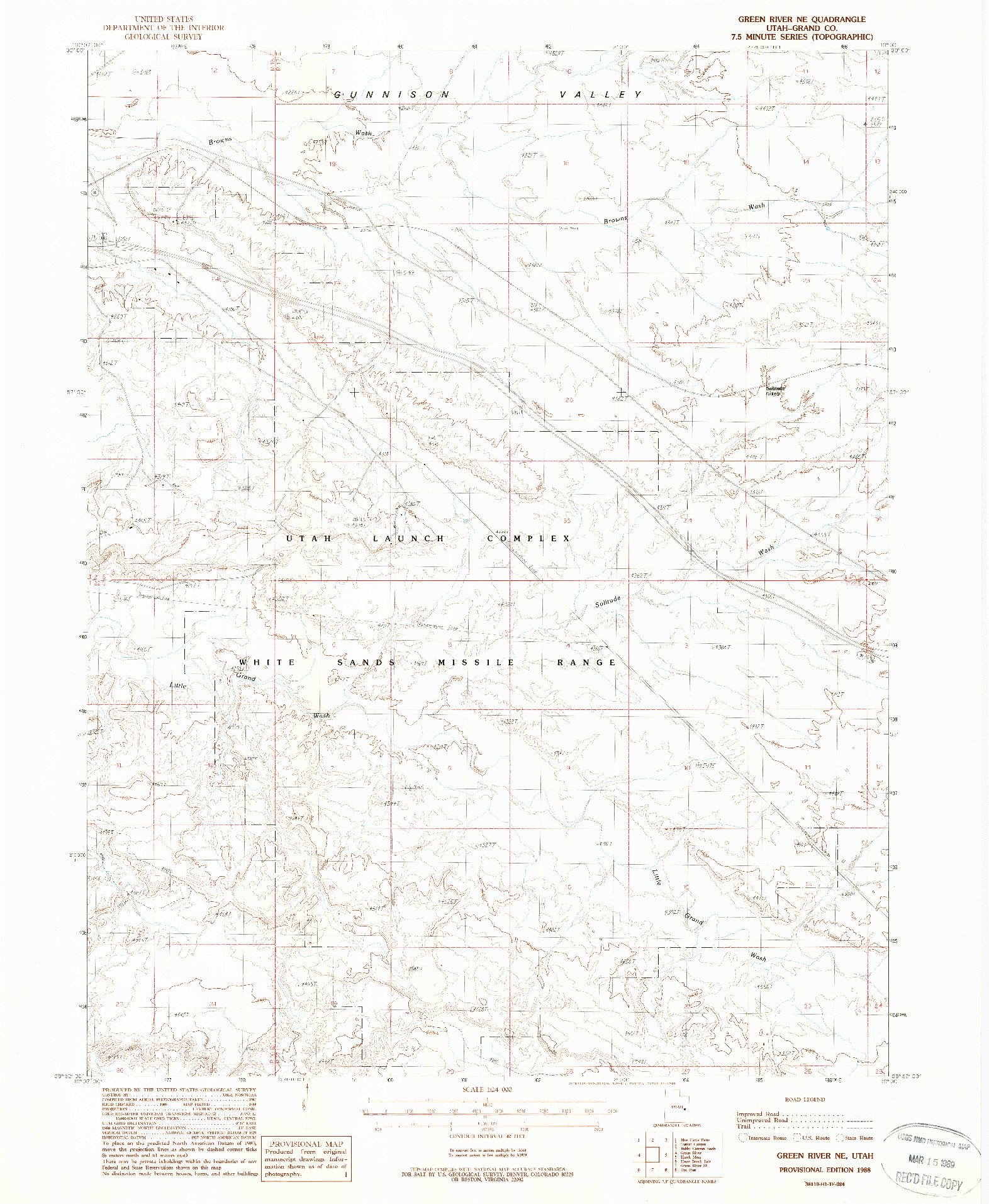 USGS 1:24000-SCALE QUADRANGLE FOR GREEN RIVER NE, UT 1988