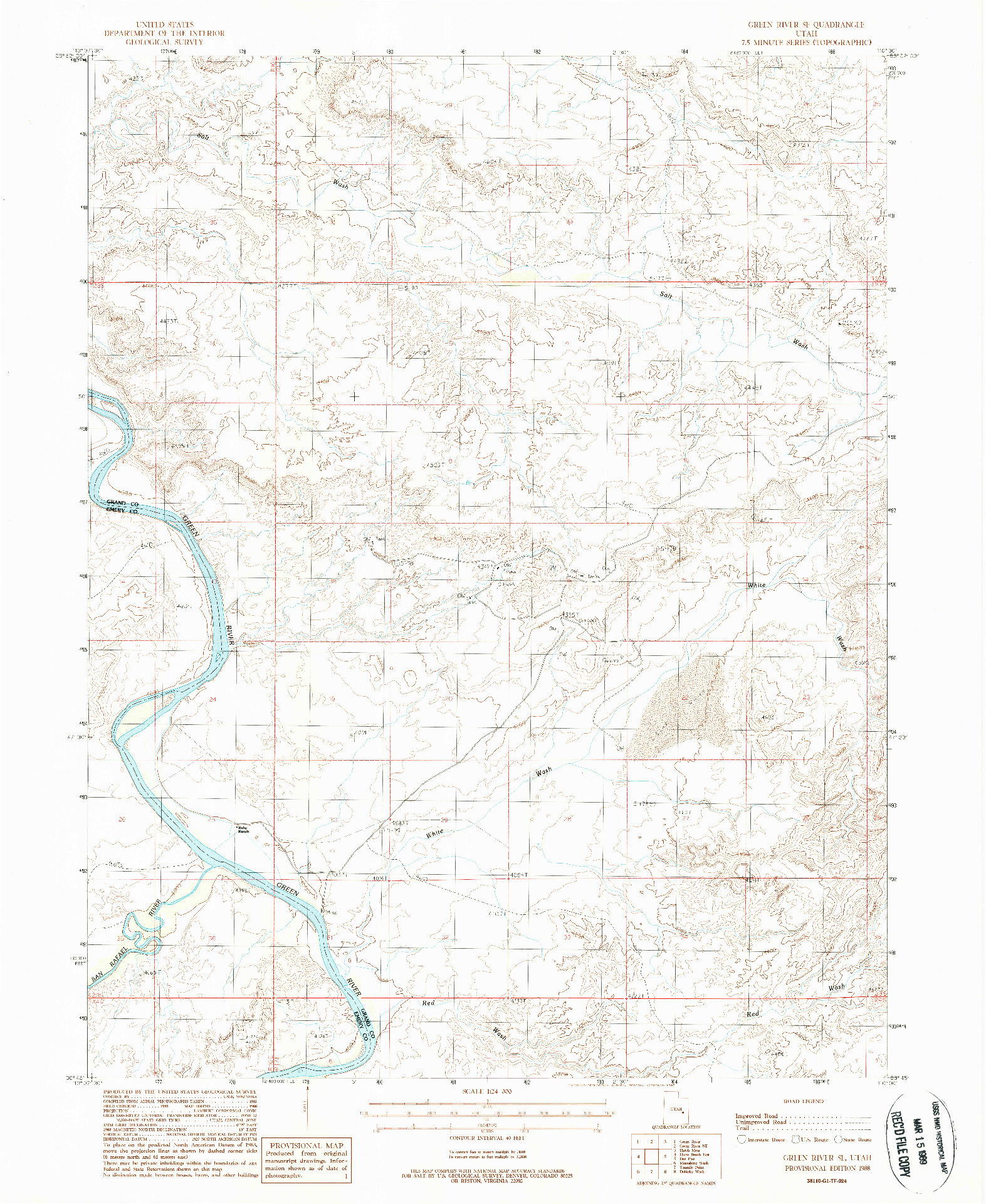 USGS 1:24000-SCALE QUADRANGLE FOR GREEN RIVER SE, UT 1988